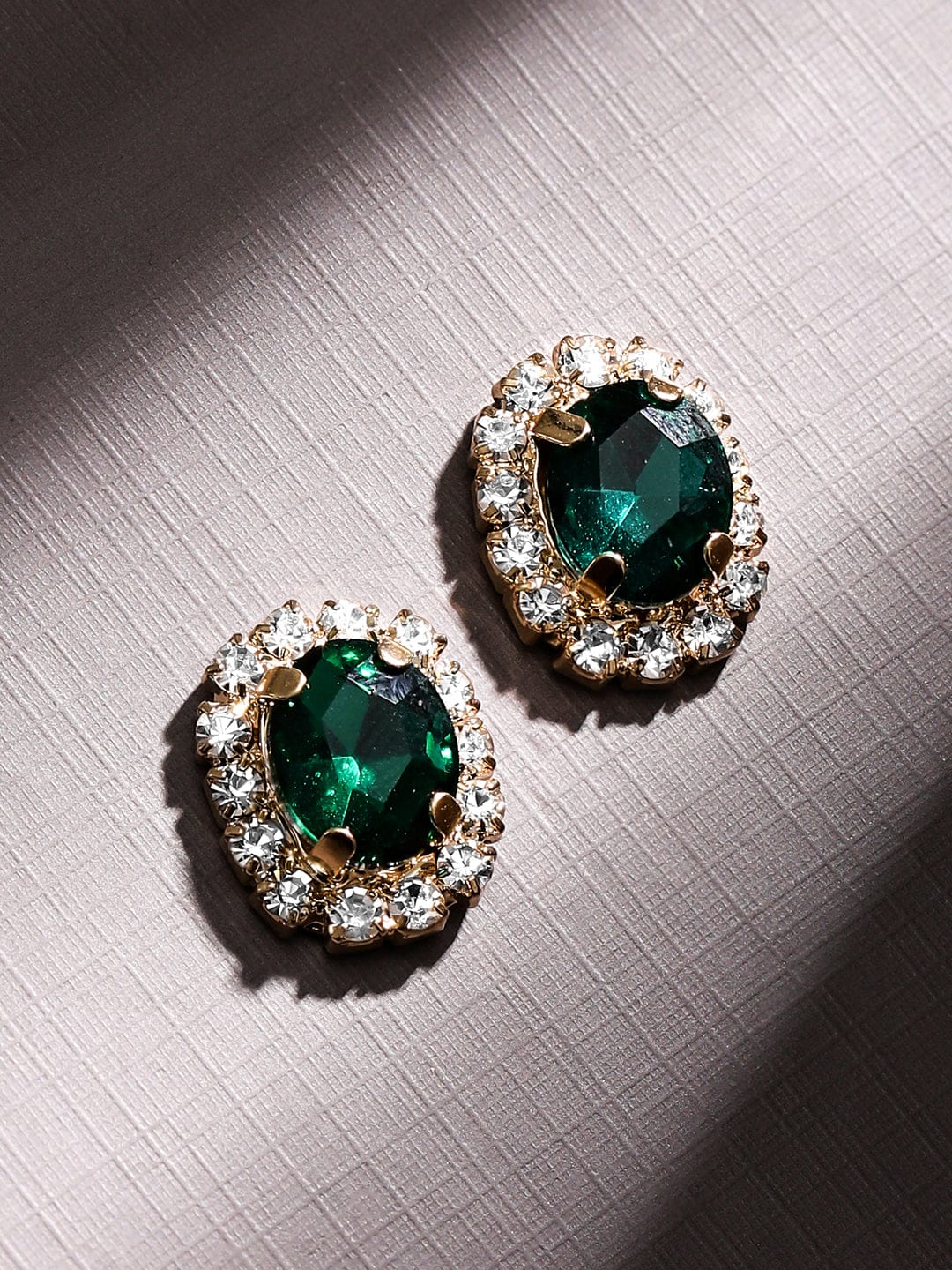 Gold Plated Emerald Green & White Crystal Necklace Set