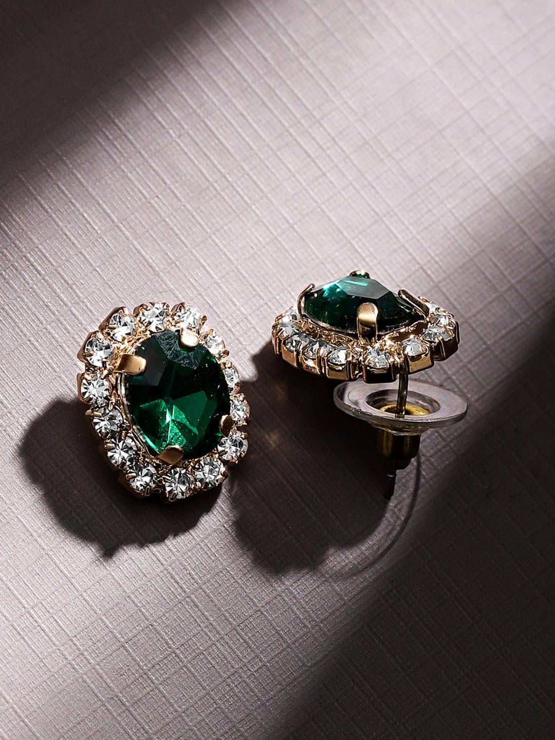 Gold Plated Emerald Green & White Crystal Necklace Set