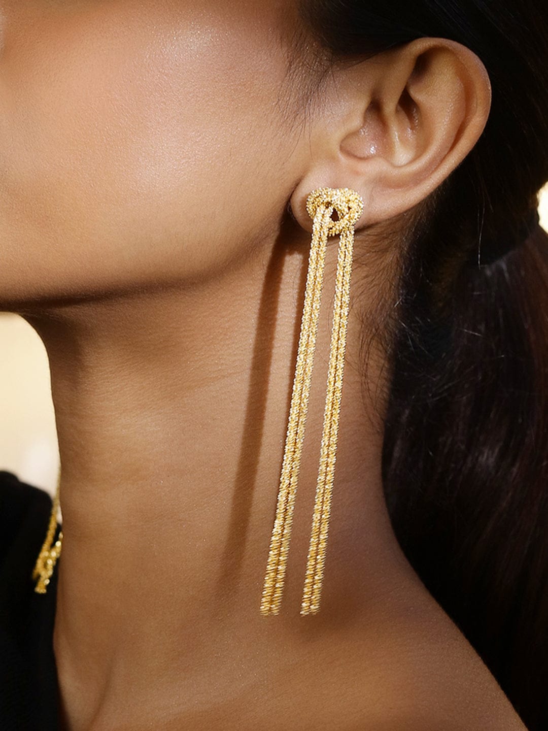 Polished Knot Design Chain Earrings