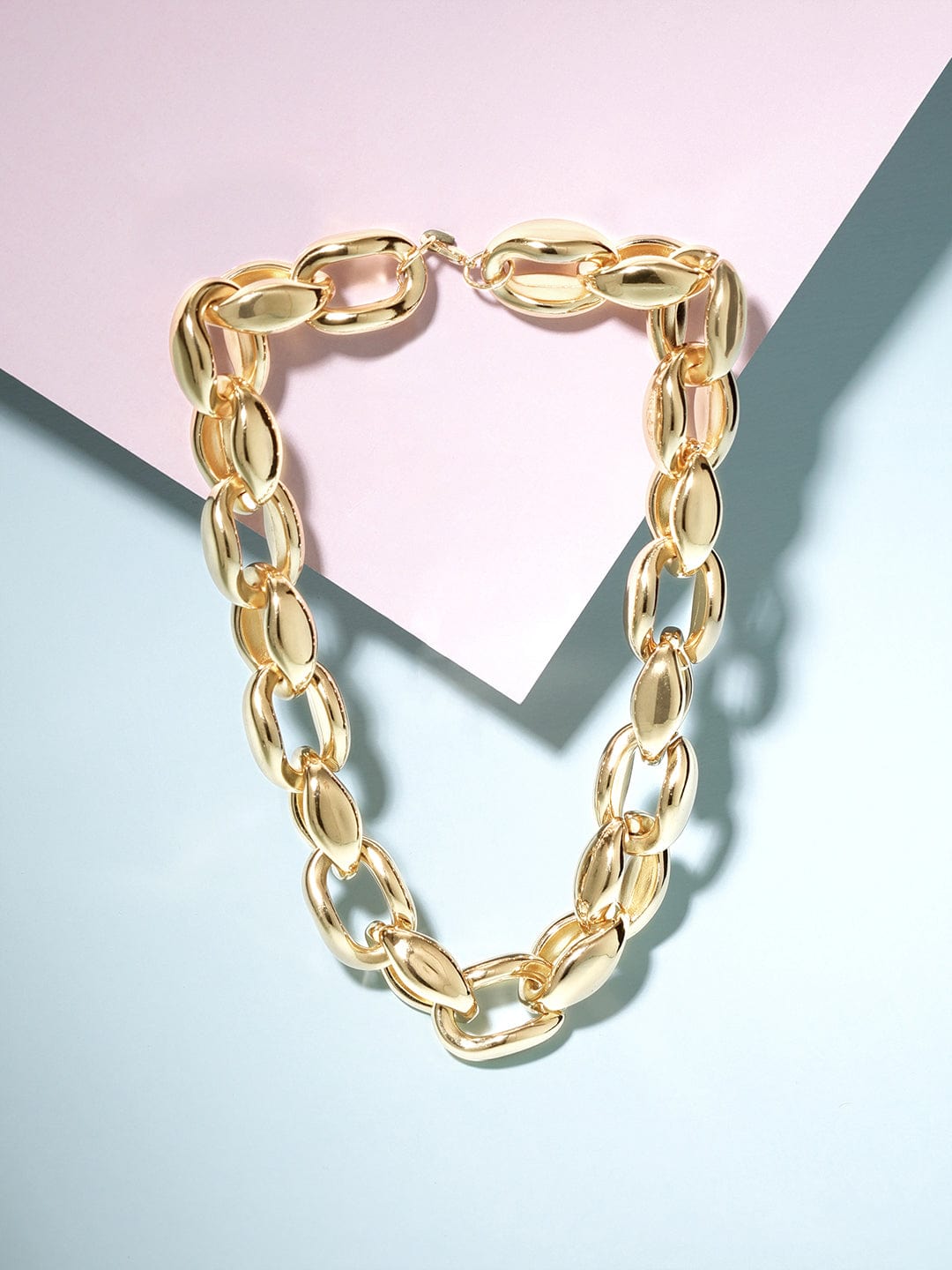 Wentra Voguish 18K Gold Plated Link Chain Choker Necklace