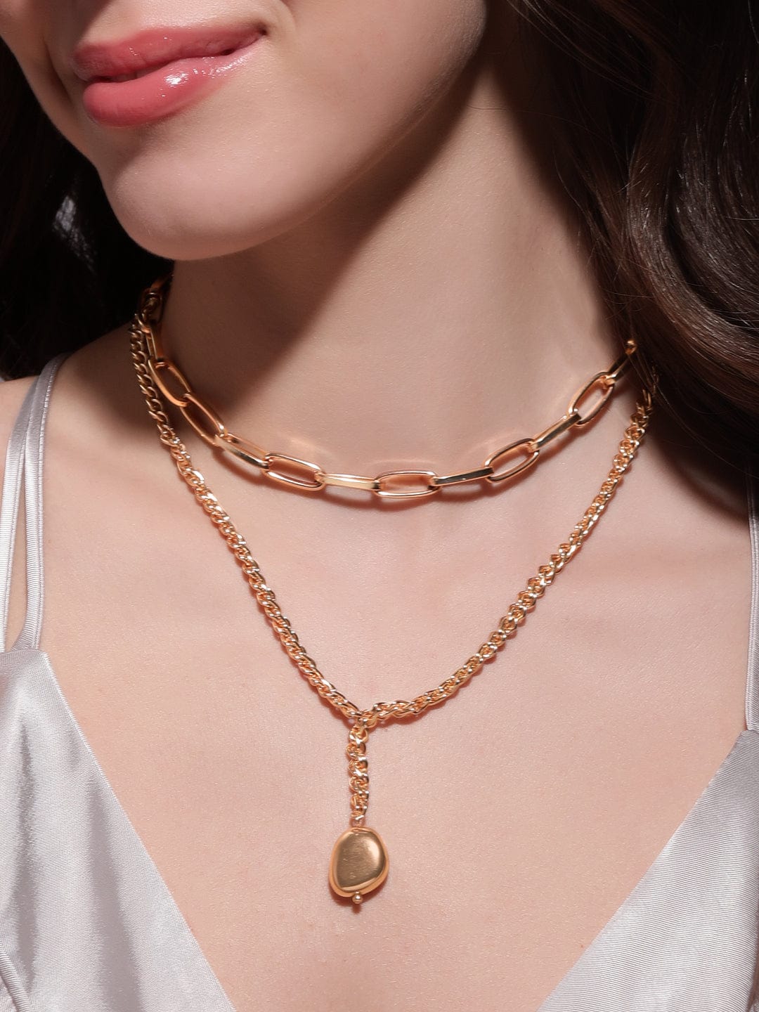 Modern Link & Rope Style Necklace