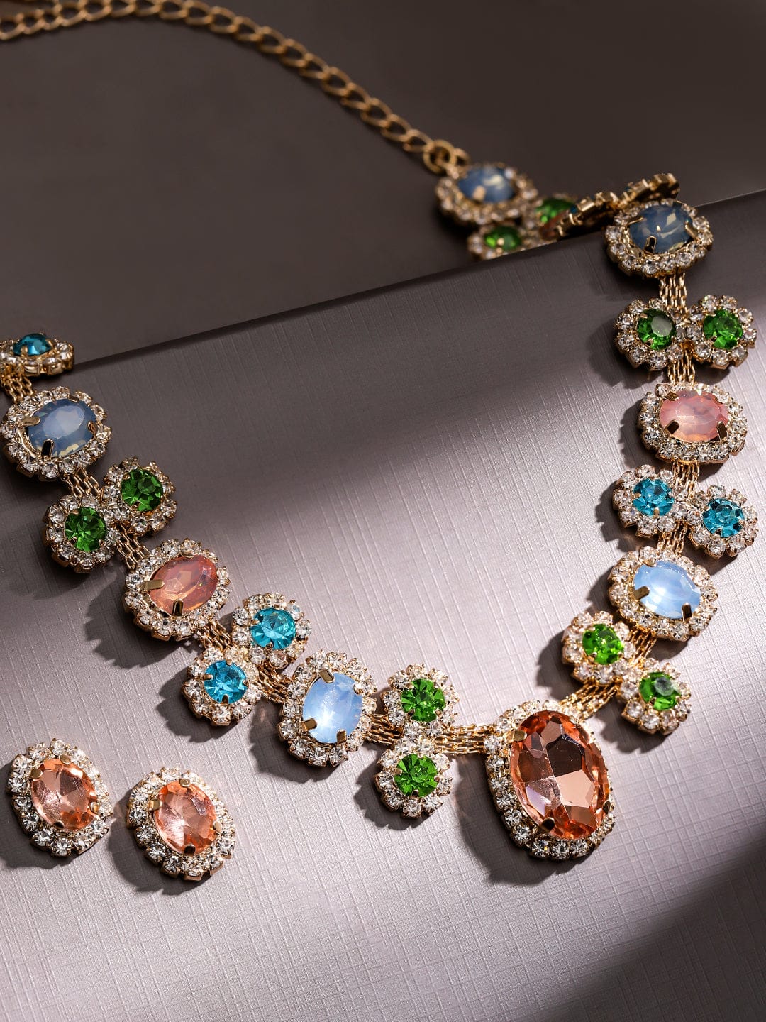 American Diamond Zirconia Multicolor Necklace Set