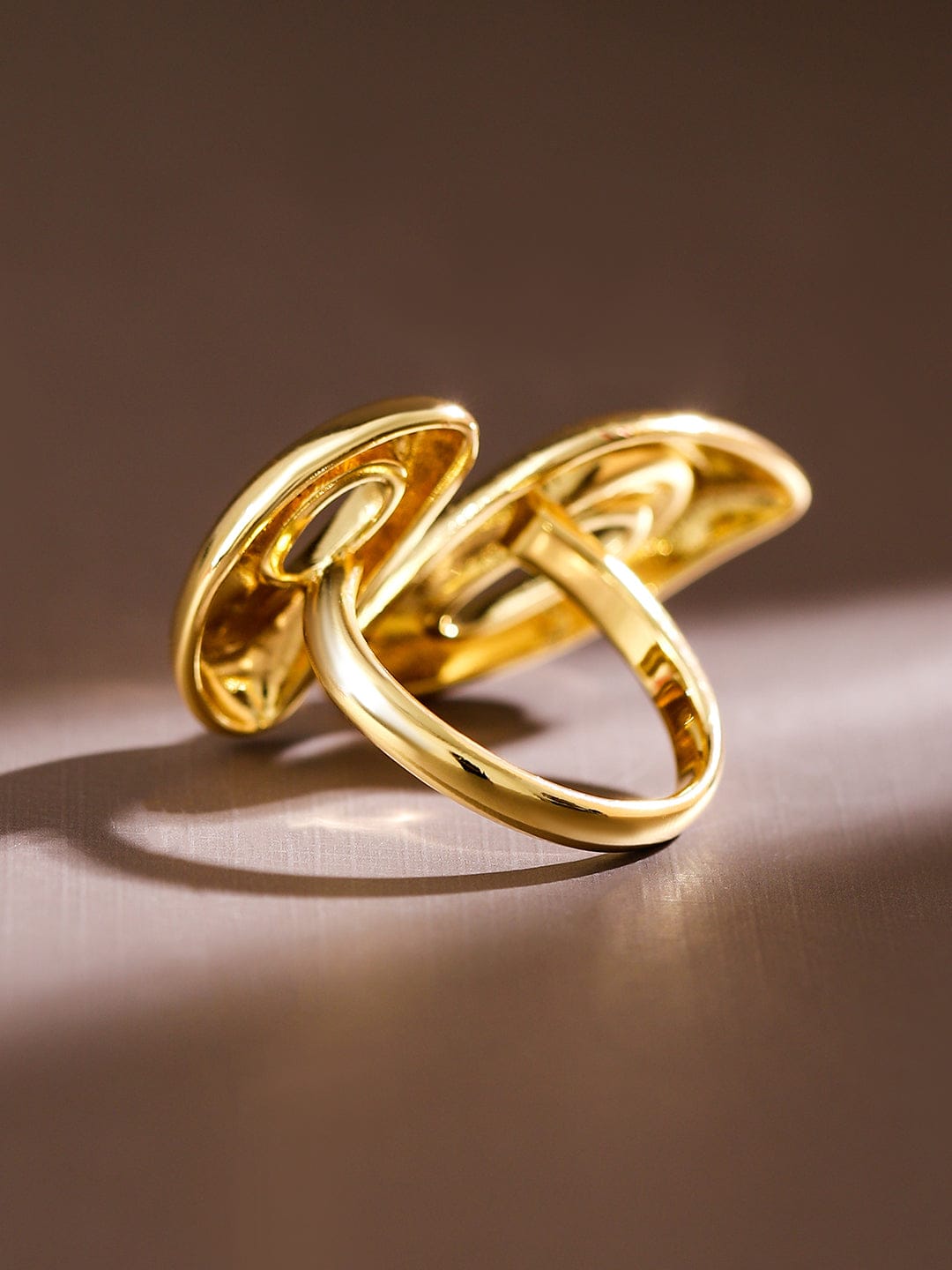 Wentra Voguish 18K Gold-Plated Sculptural Statement Openable Ring
