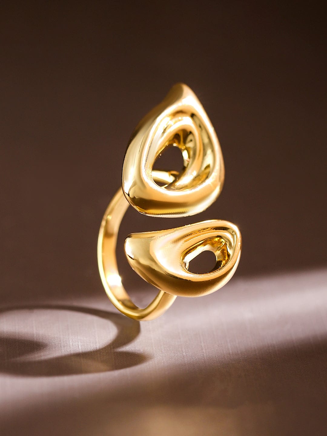 Wentra Voguish 18K Gold-Plated Sculptural Statement Openable Ring