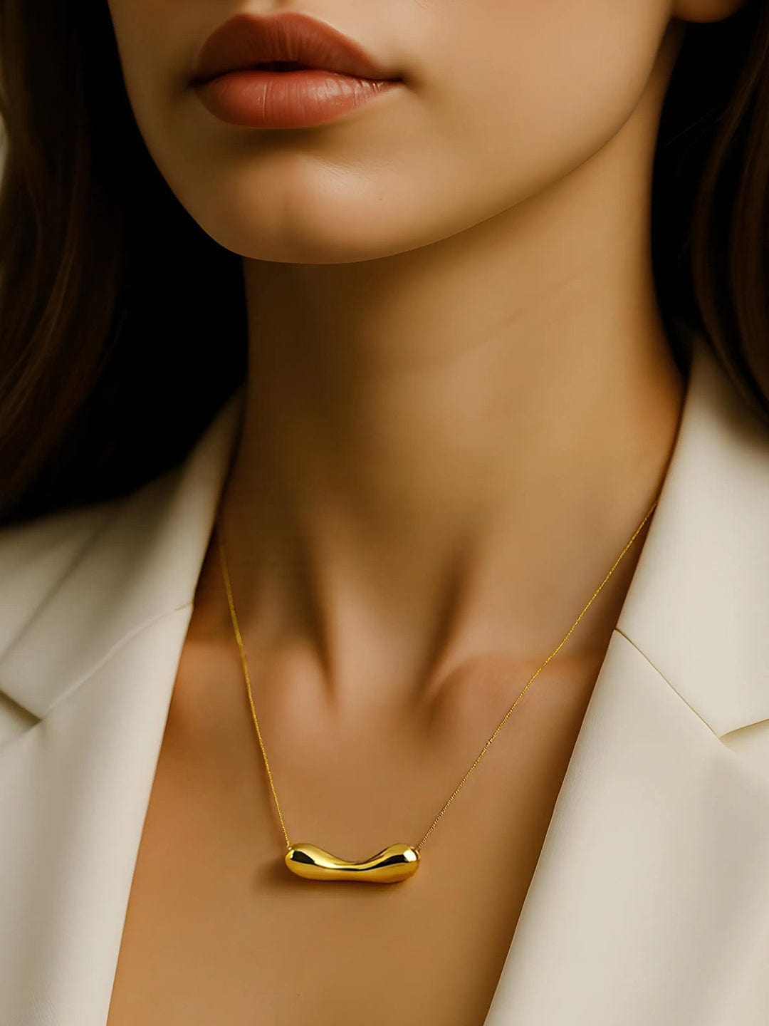 Abstract Organic Bar Gold Toned Necklace