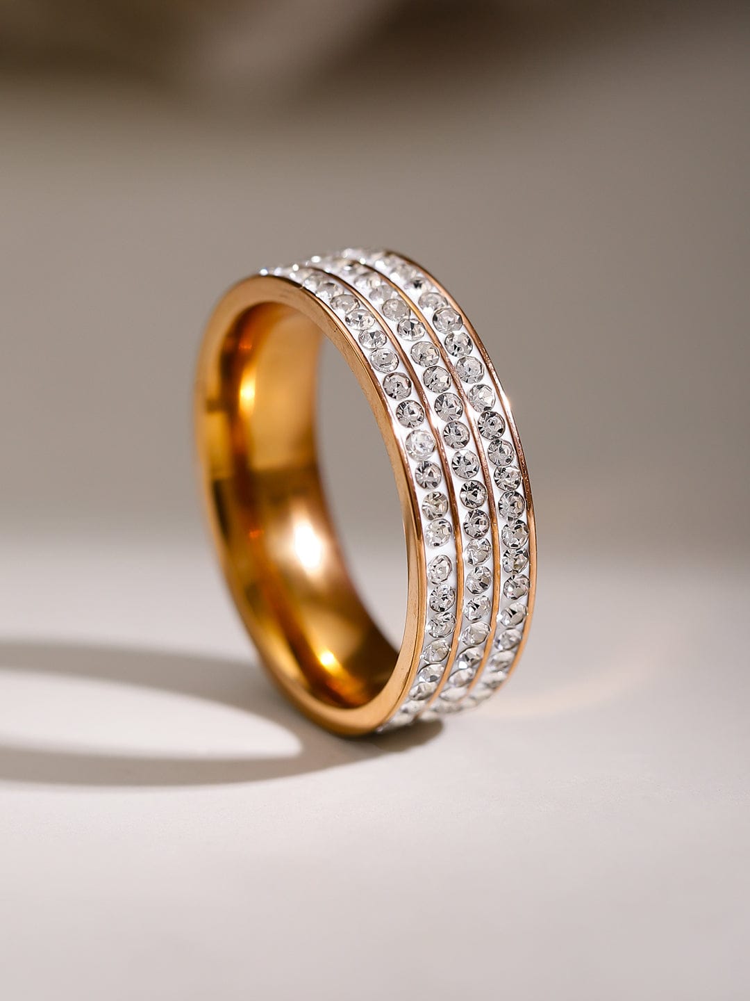 Triple Layer Eternity Gold Plated Stainless Steel Brand Ring