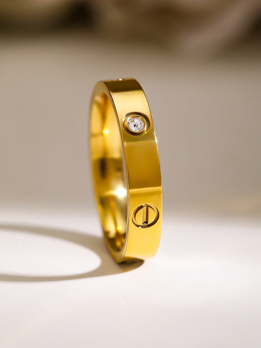 Gold Plated American Diamond Zirconia Sleek Band