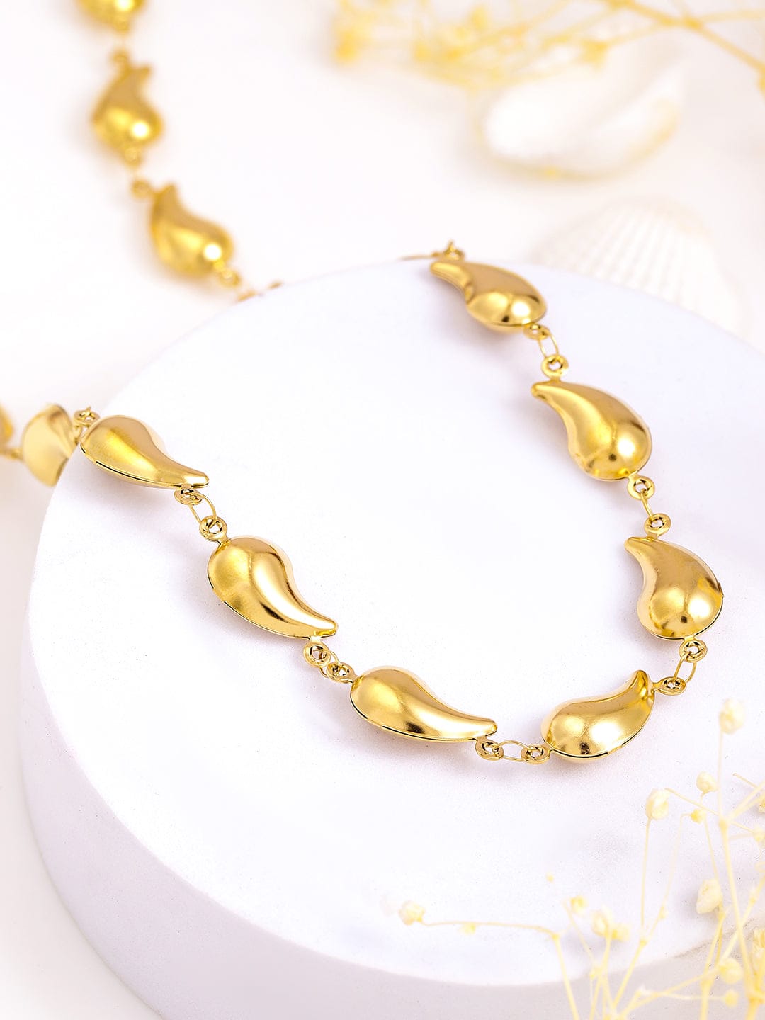 Teardrop Beaded Gold Toned Necklace