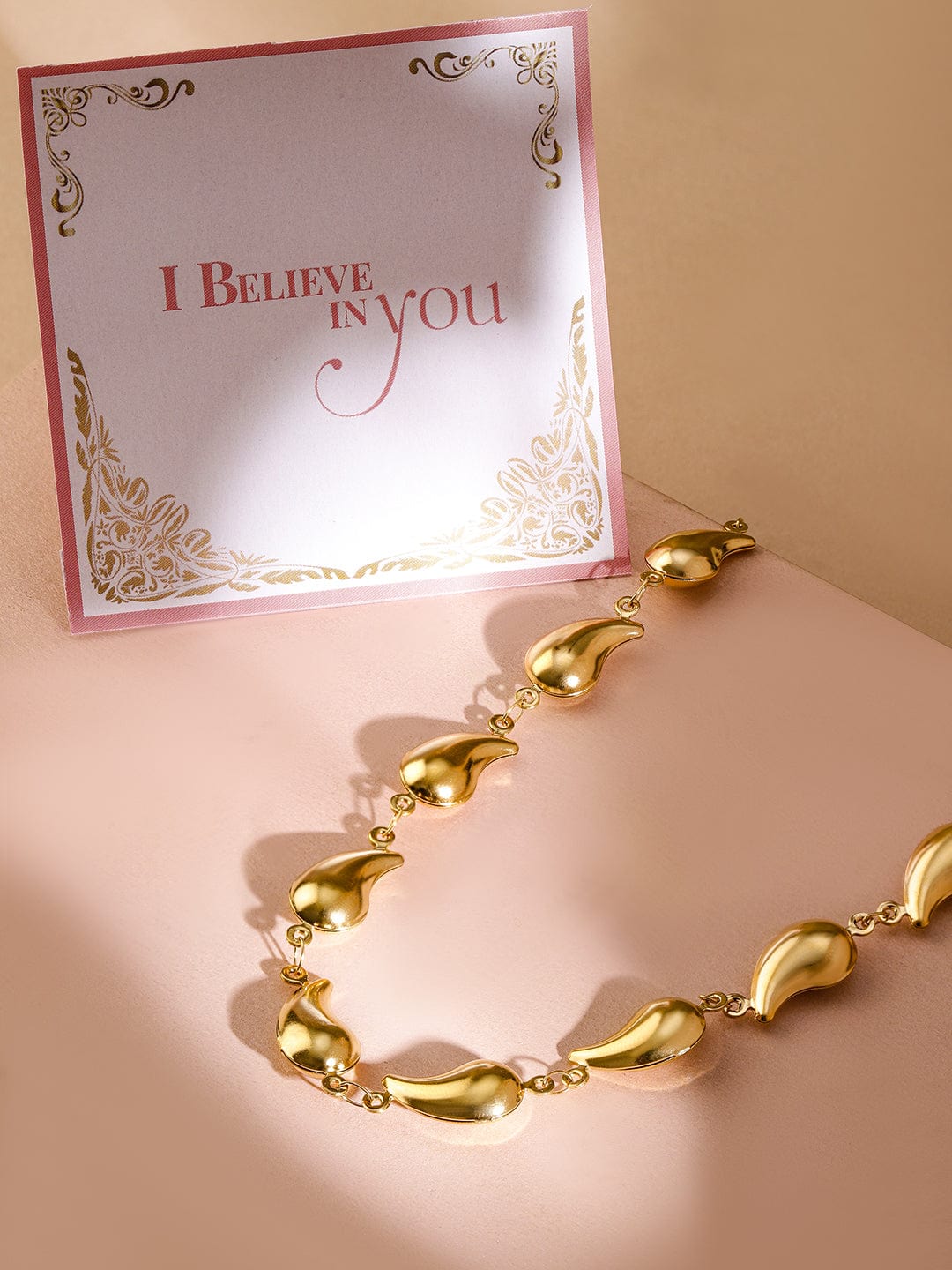 Teardrop Beaded Gold Toned Necklace