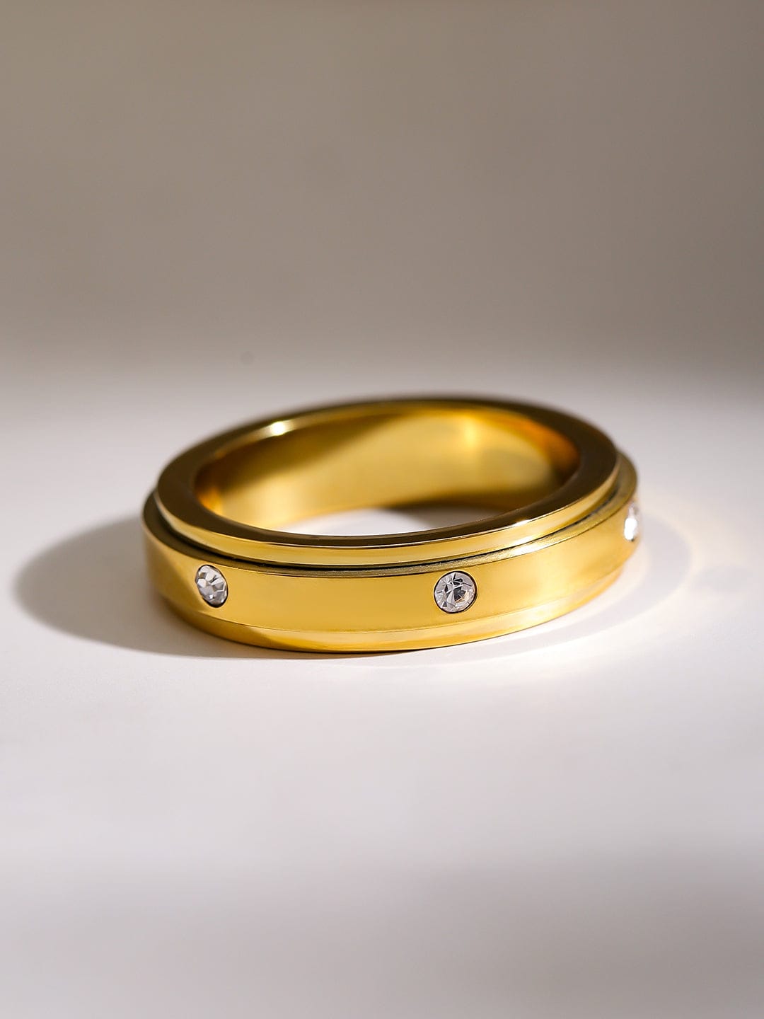 American Diamond Zirconia Gold Plated Sleek Band