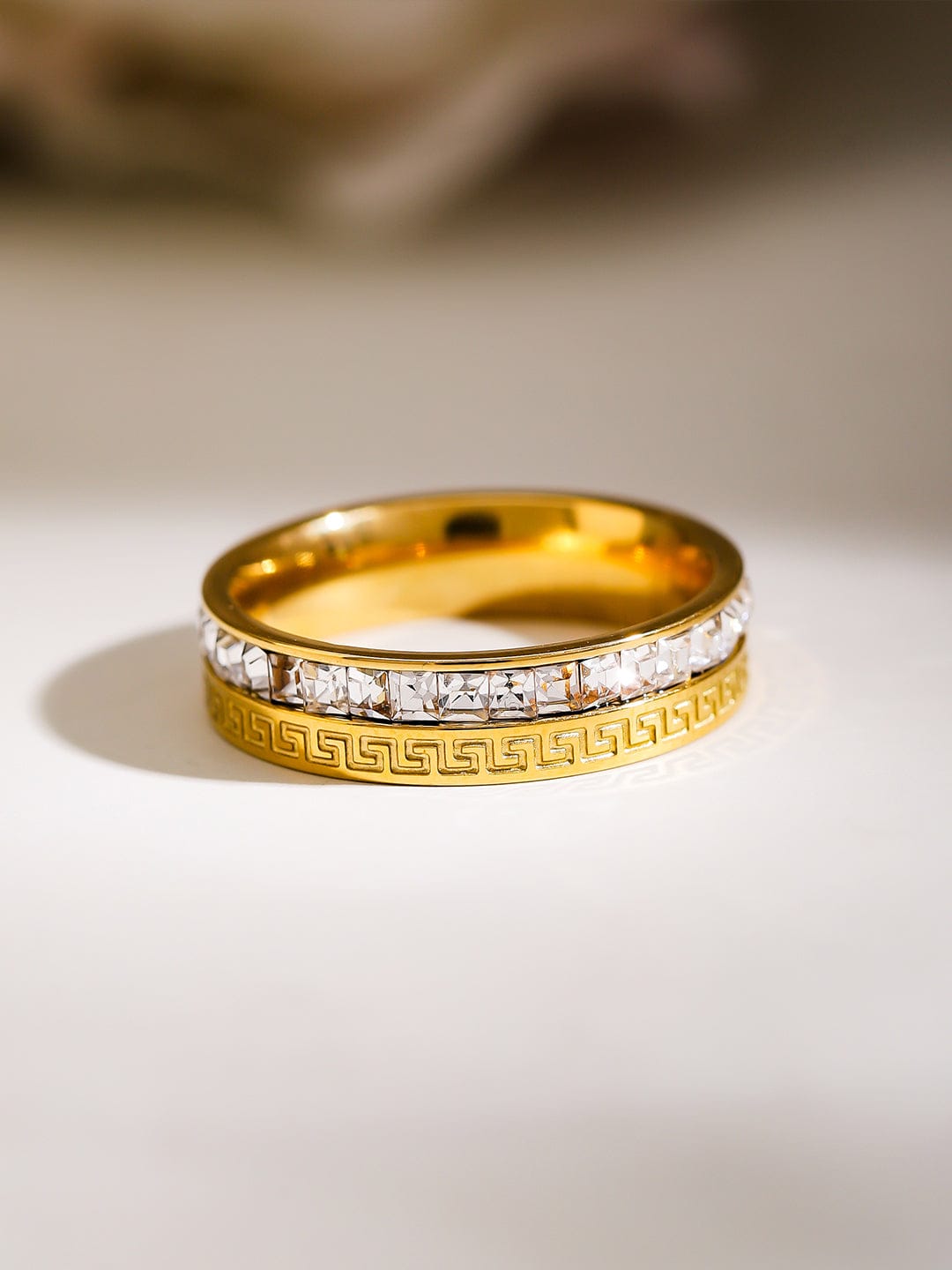 Gold plated American Diamond Zirconia Channel Ring