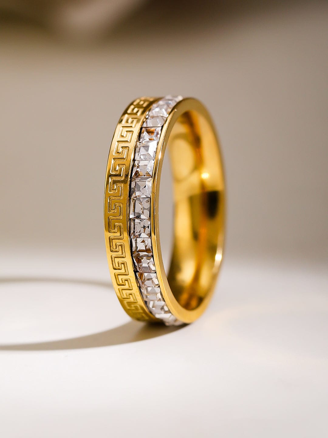 Gold plated American Diamond Zirconia Channel Ring