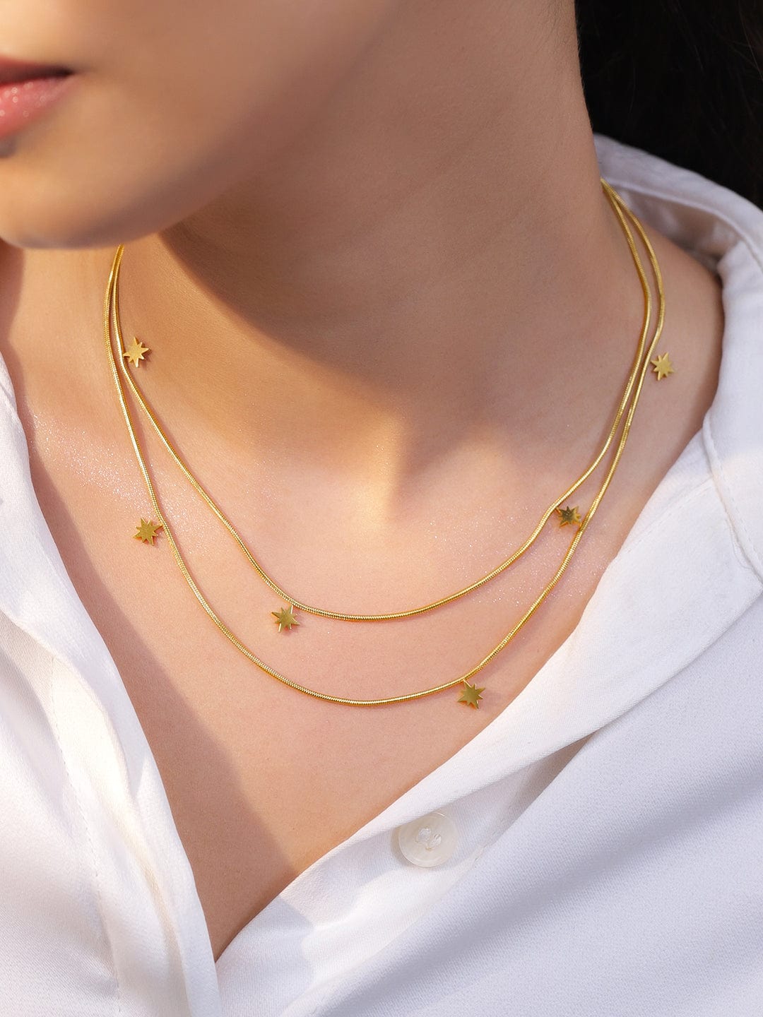 Star Charms Gold Layered Necklace