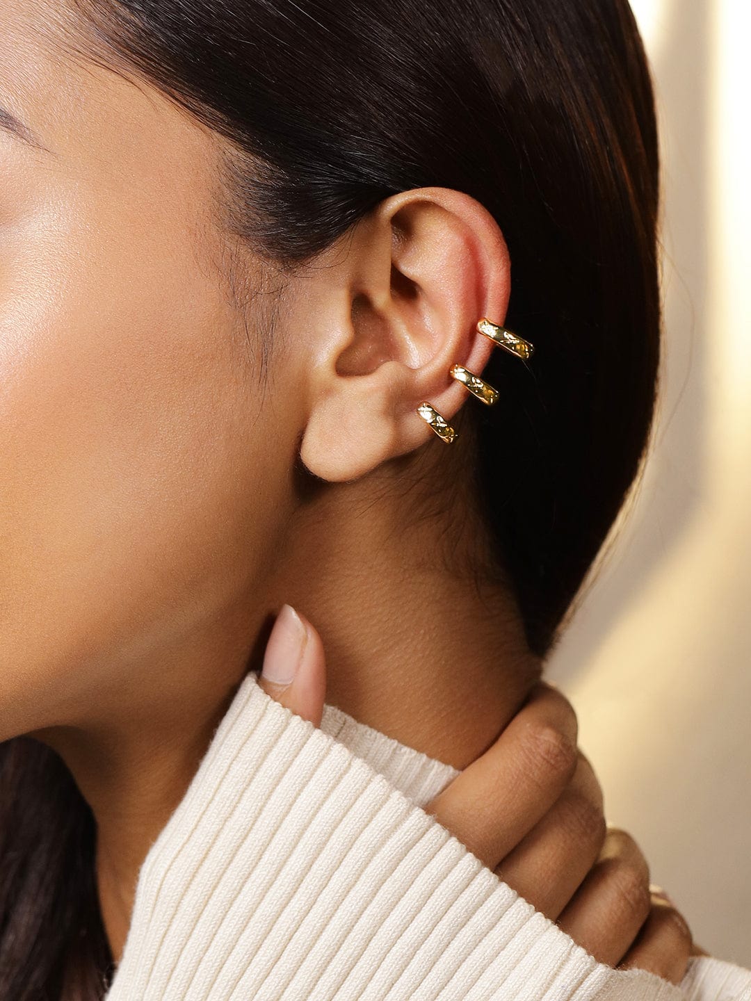 Sleek Engraved Three-Band Statement Cuff