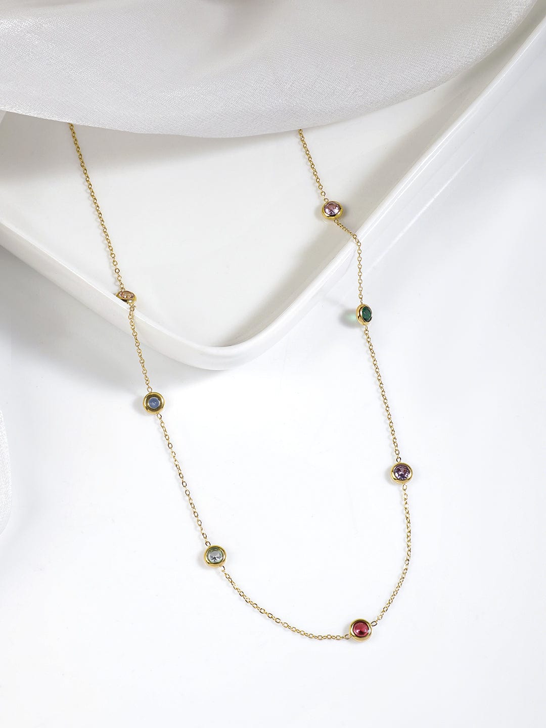 Linear Playful Multicolour Chain Necklace