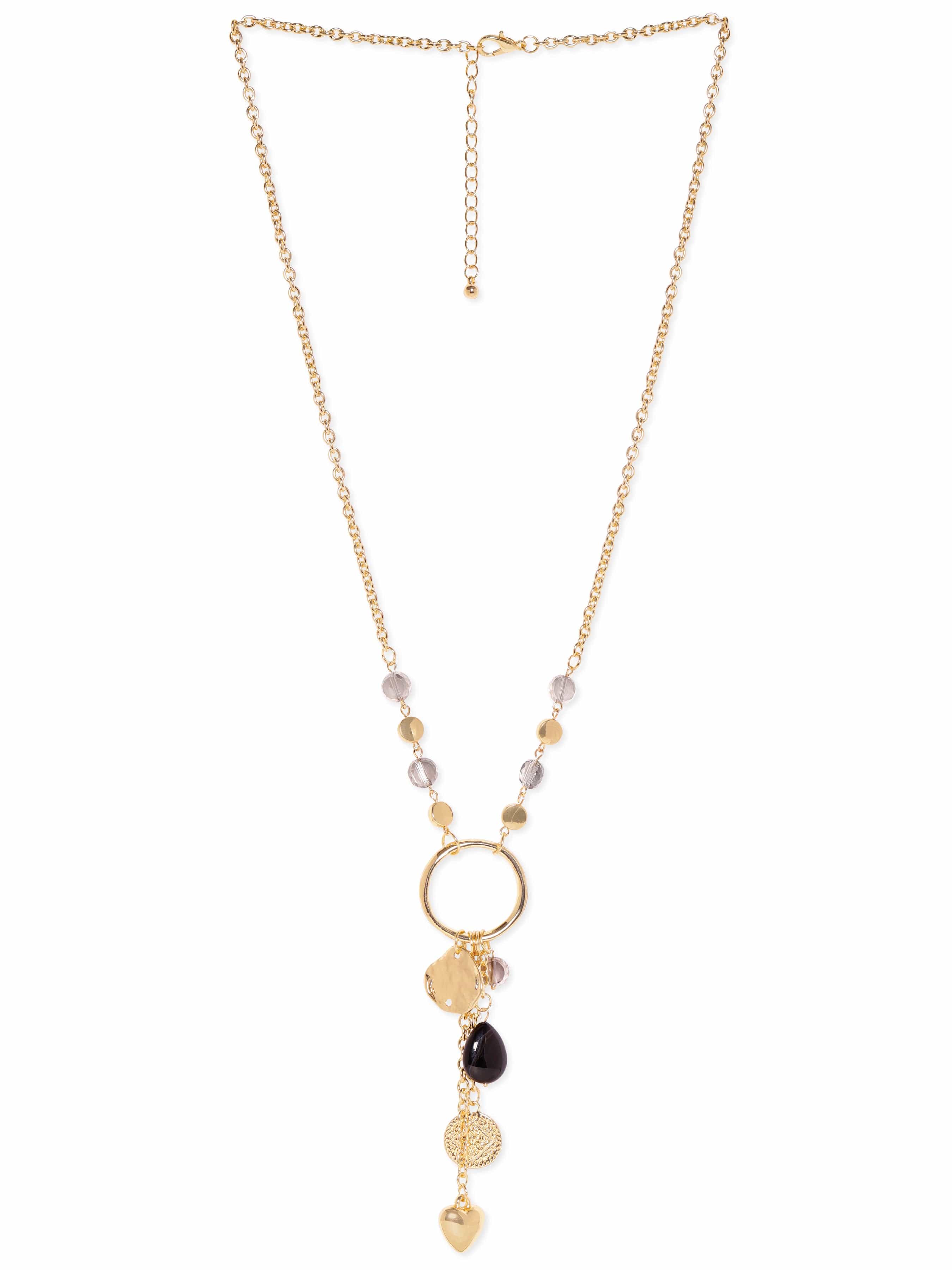 Multicolor Heart Motif Gold Necklace