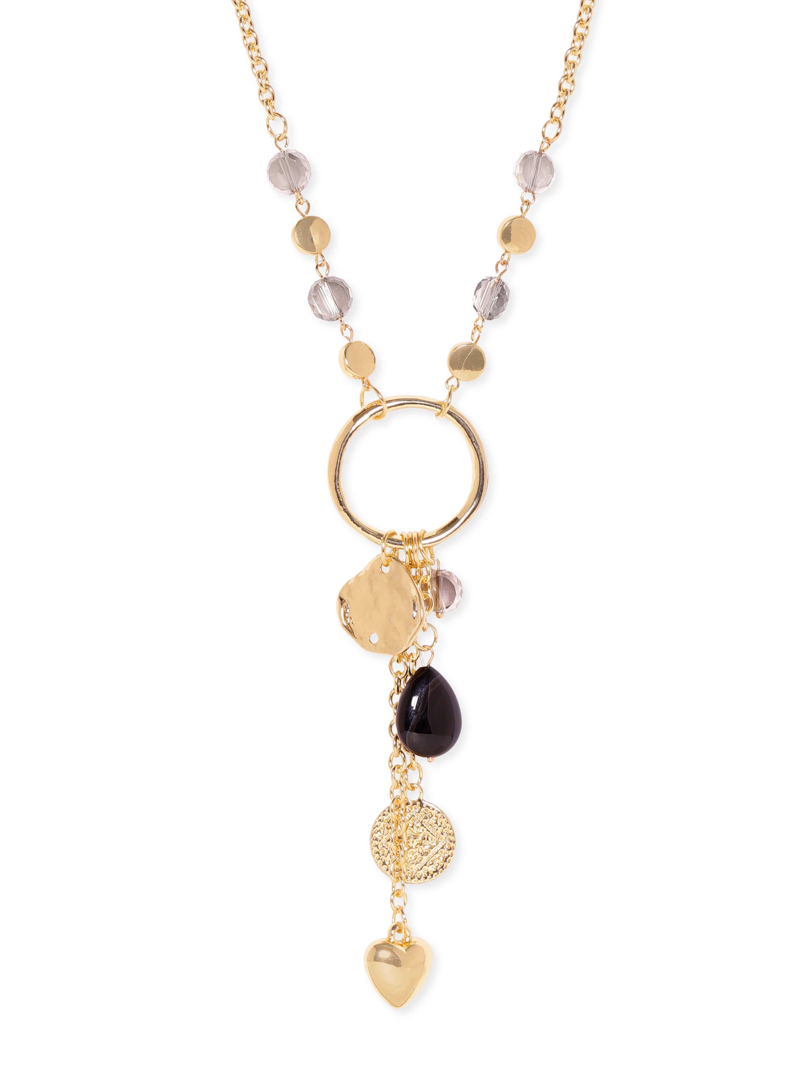 Multicolor Heart Motif Gold Necklace