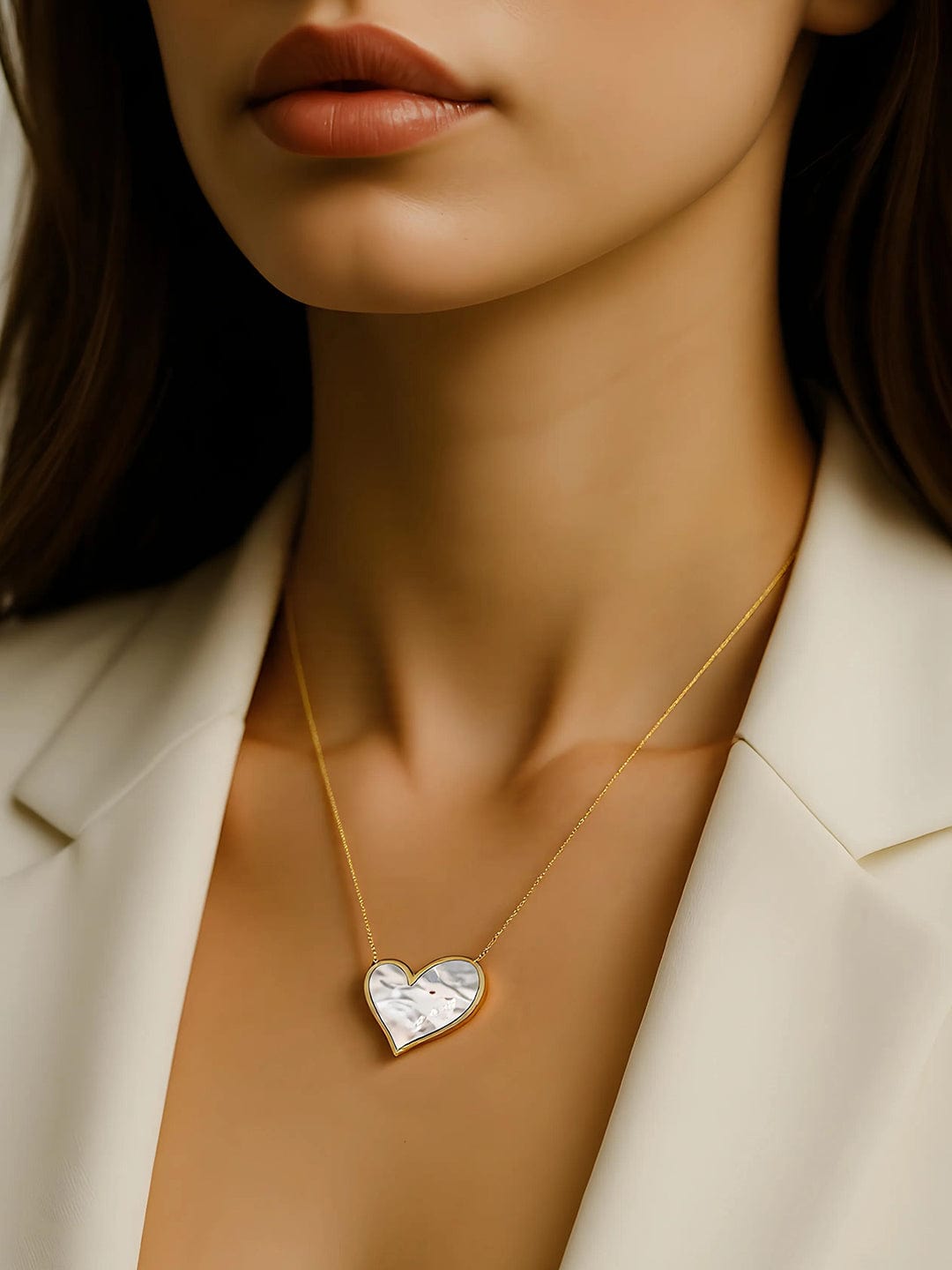 Gold Toned Heart Pendant Necklace