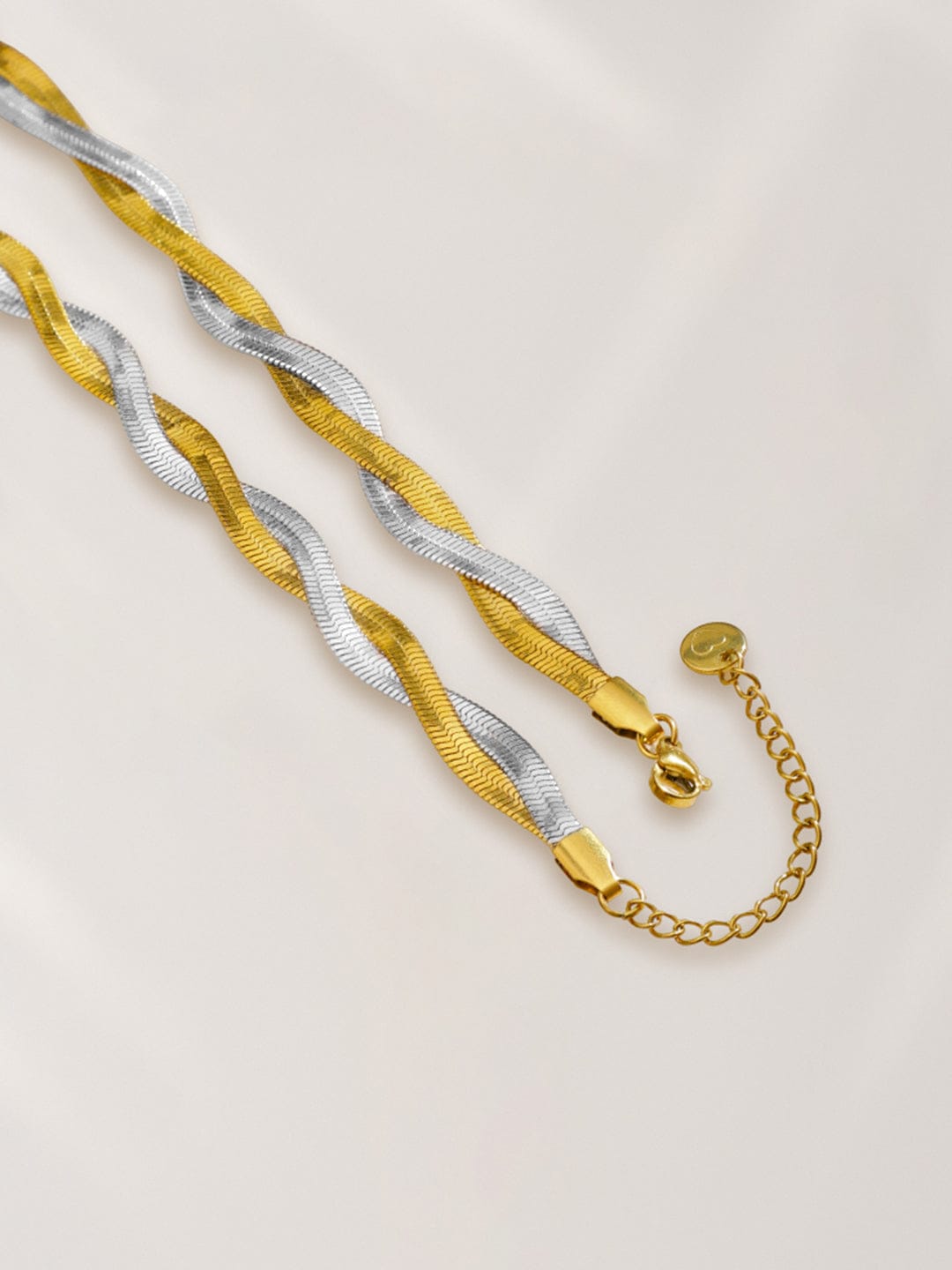 Dual Toned Twisted Snake Chain Necklace