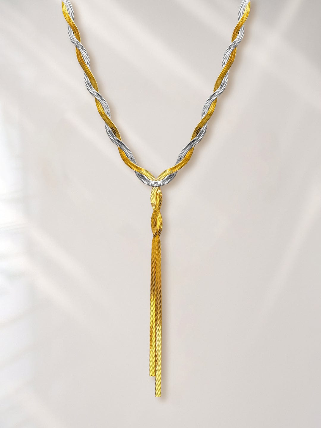 Dual Toned Twisted Snake Chain Necklace
