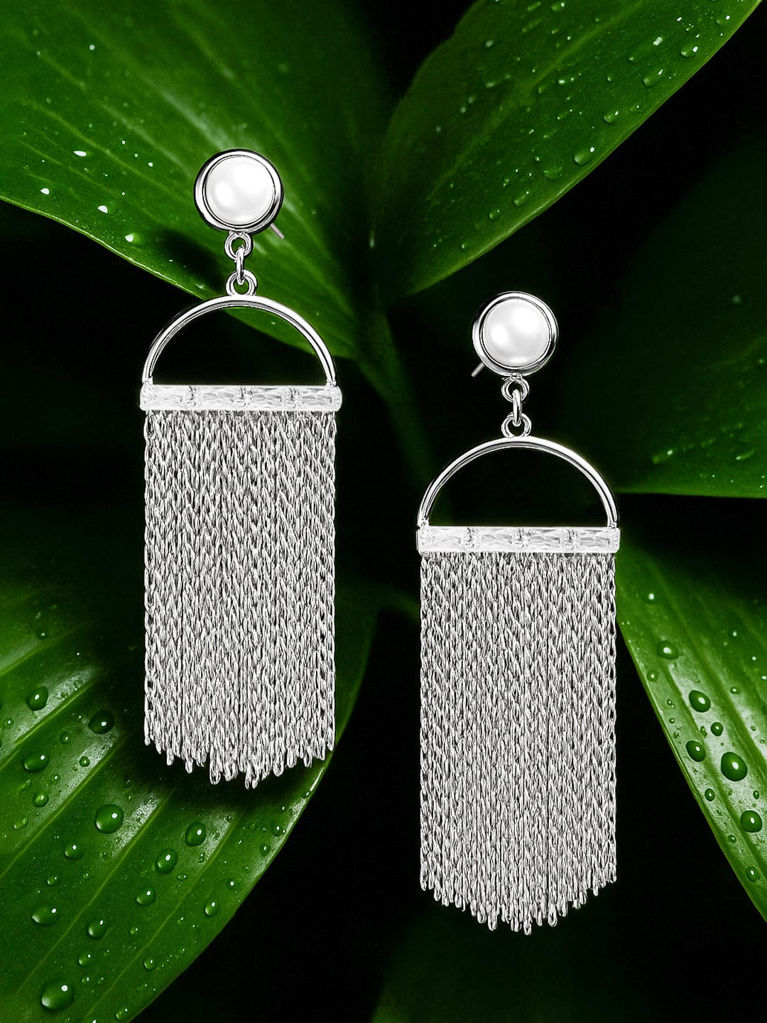 White Tassel Dangler Earrings