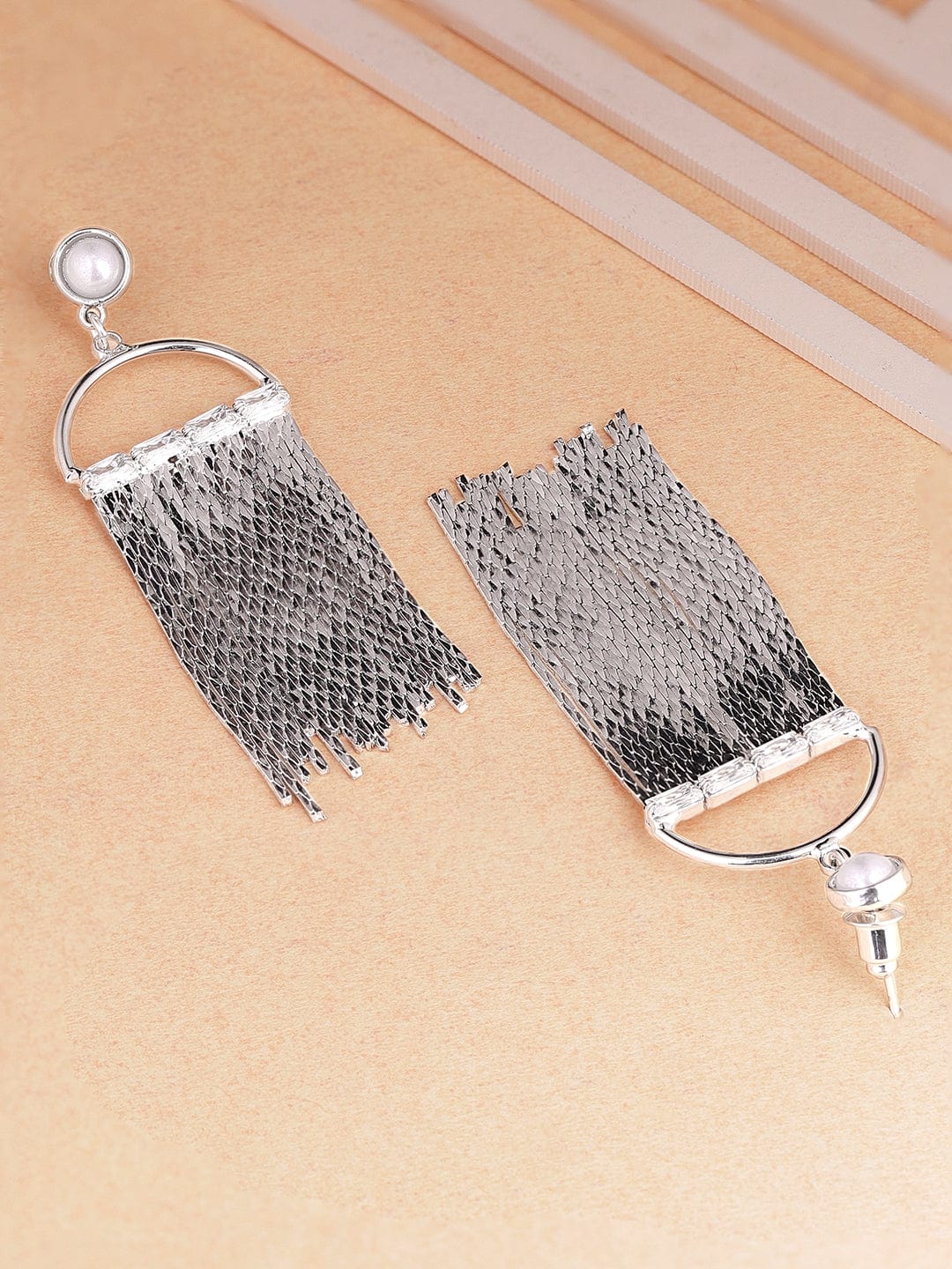 White Tassel Dangler Earrings