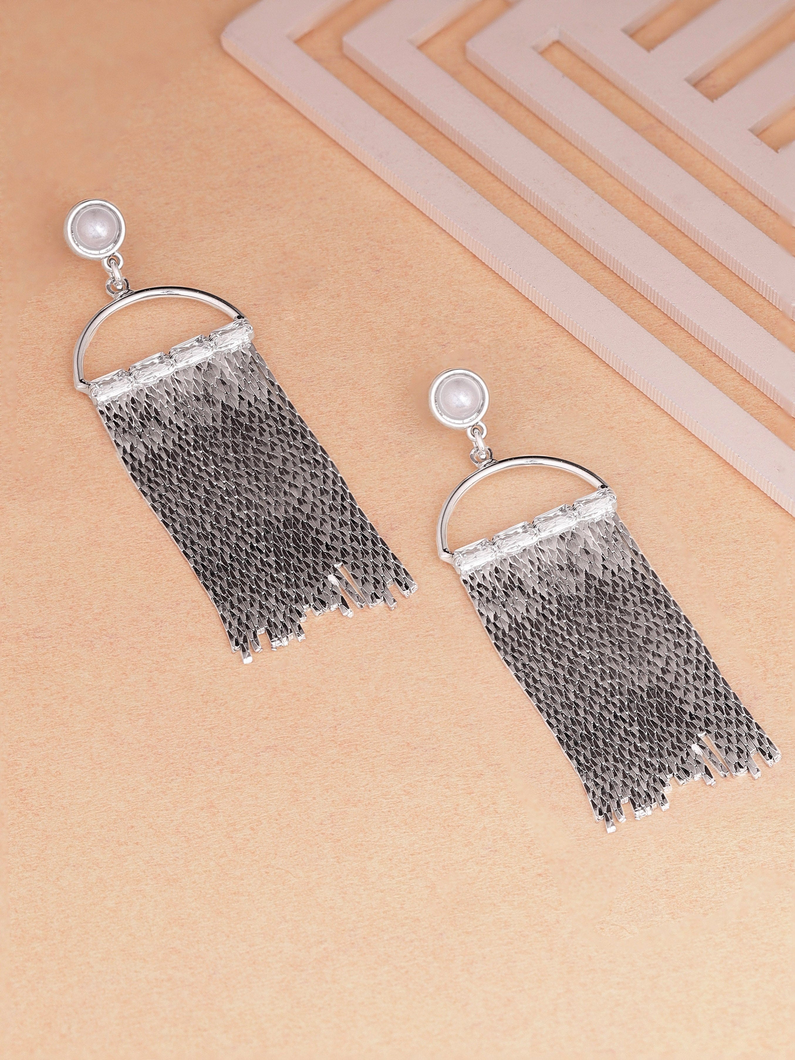 White Tassel Dangler Earrings