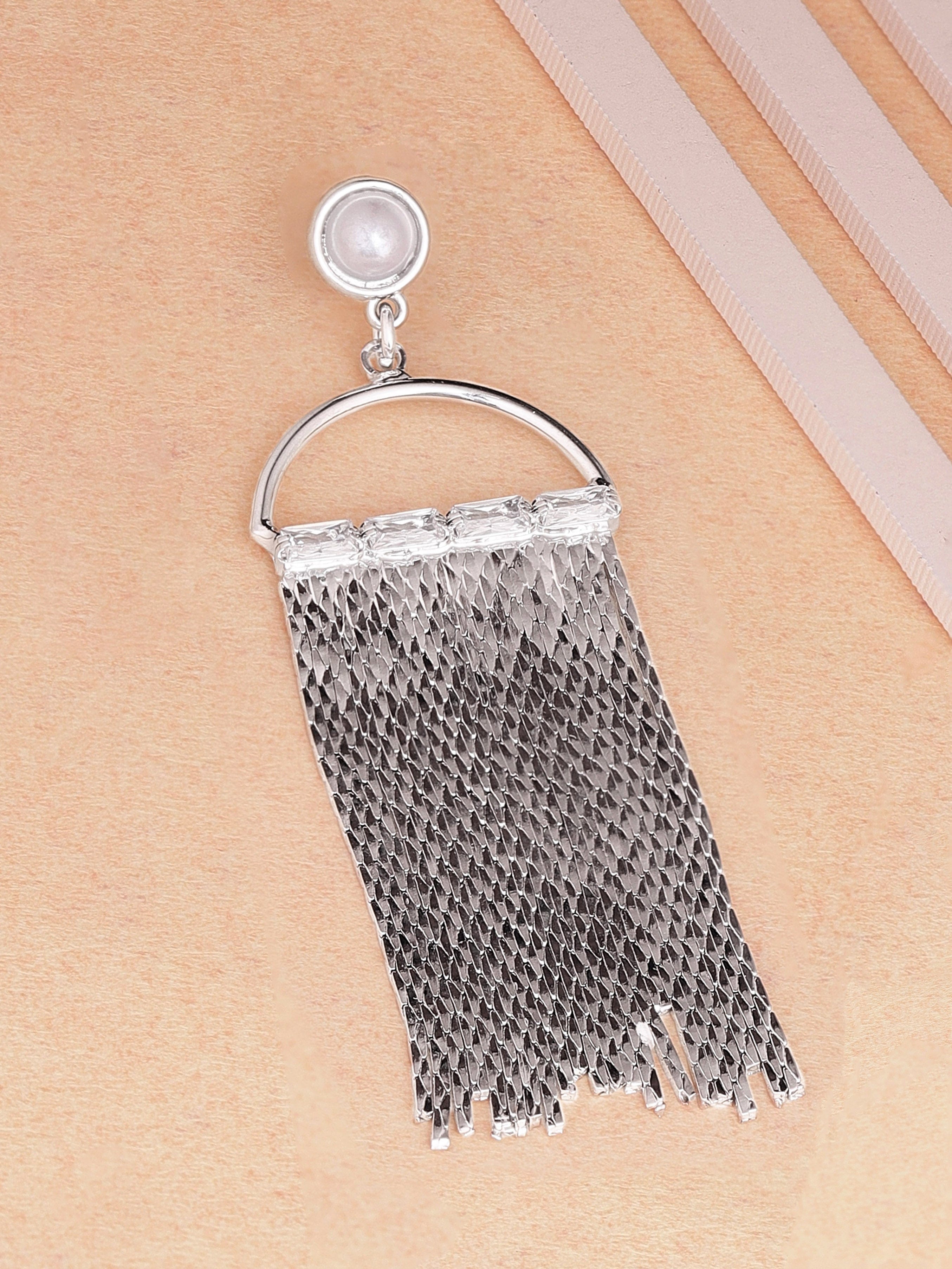 White Tassel Dangler Earrings