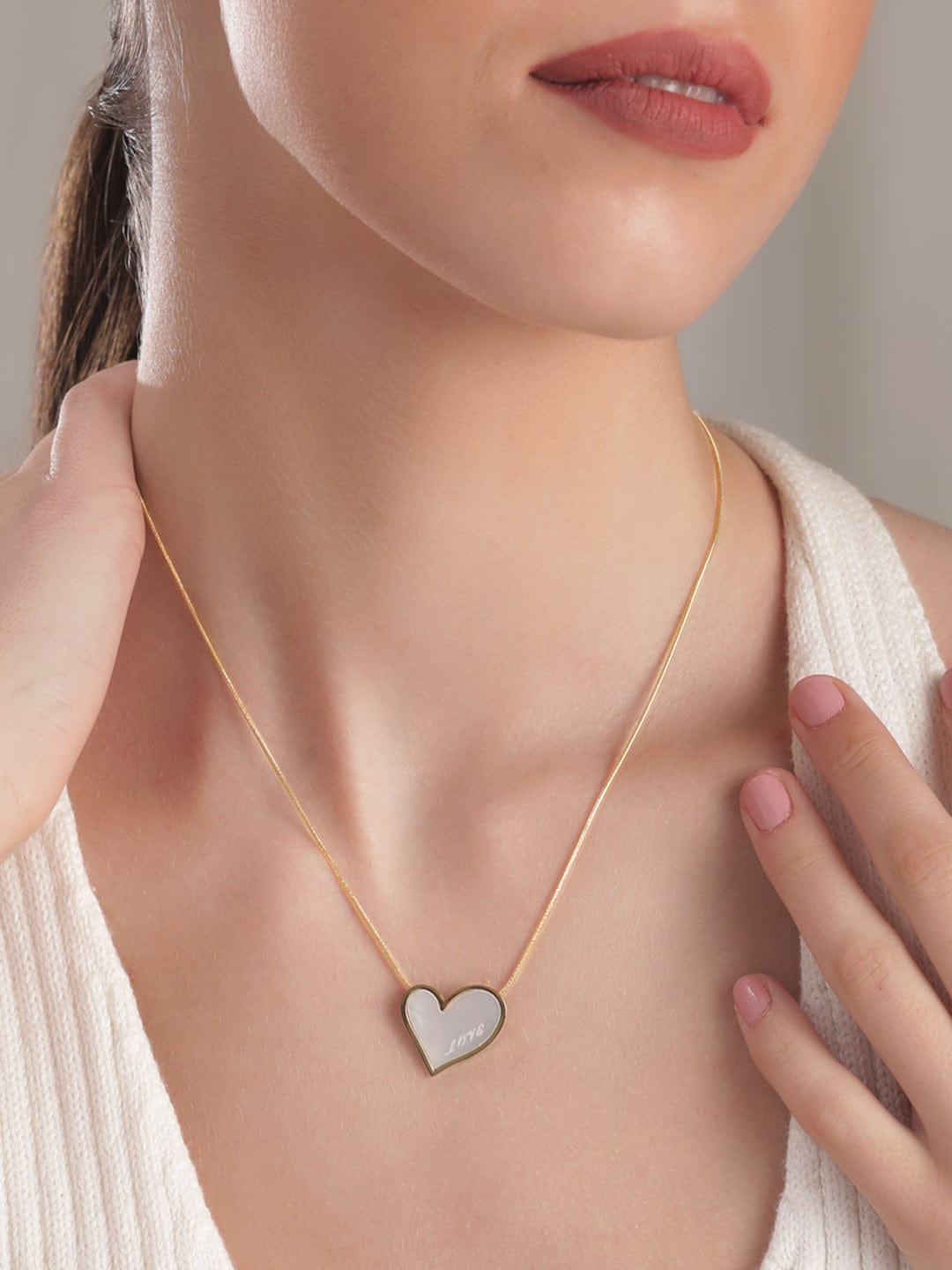 Gold Toned Heart Pendant Necklace