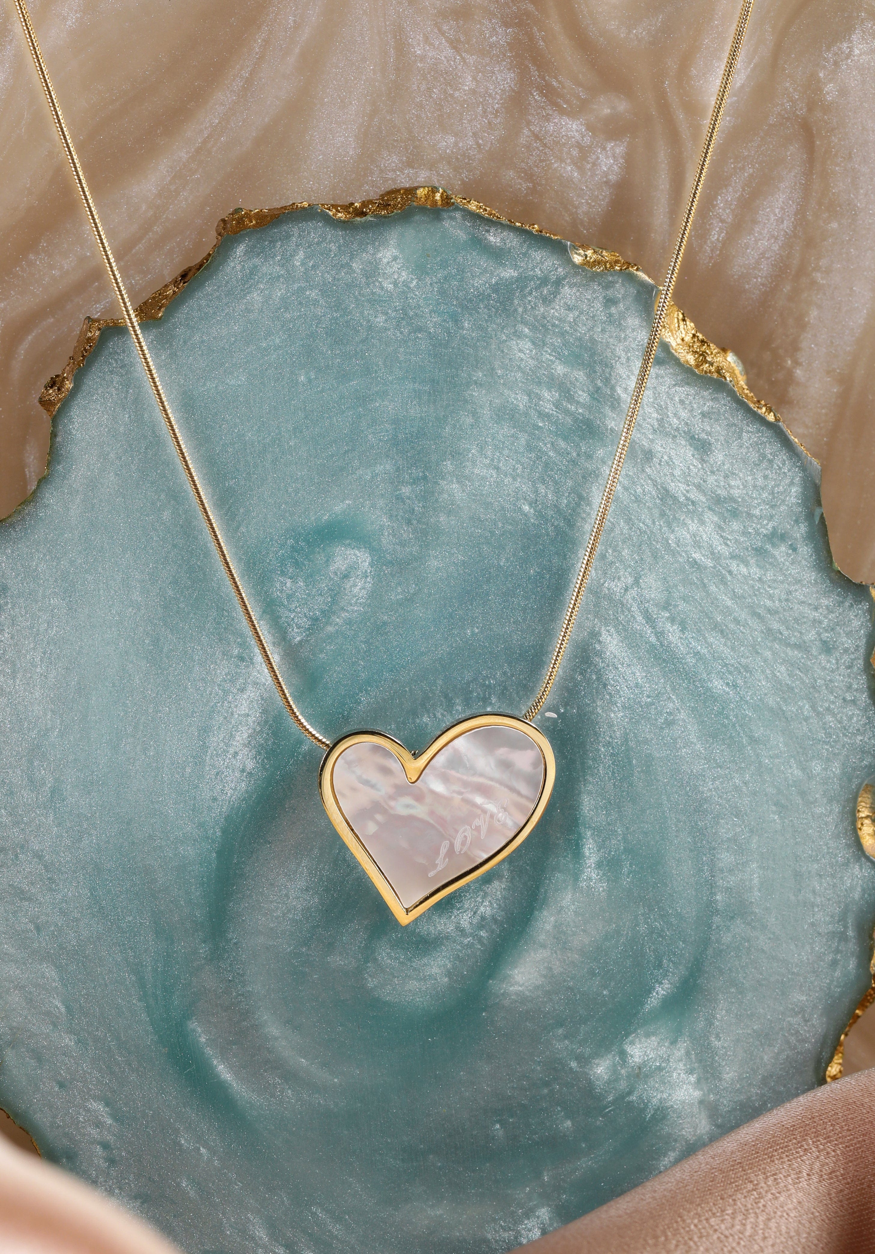 Gold Toned Heart Pendant Necklace