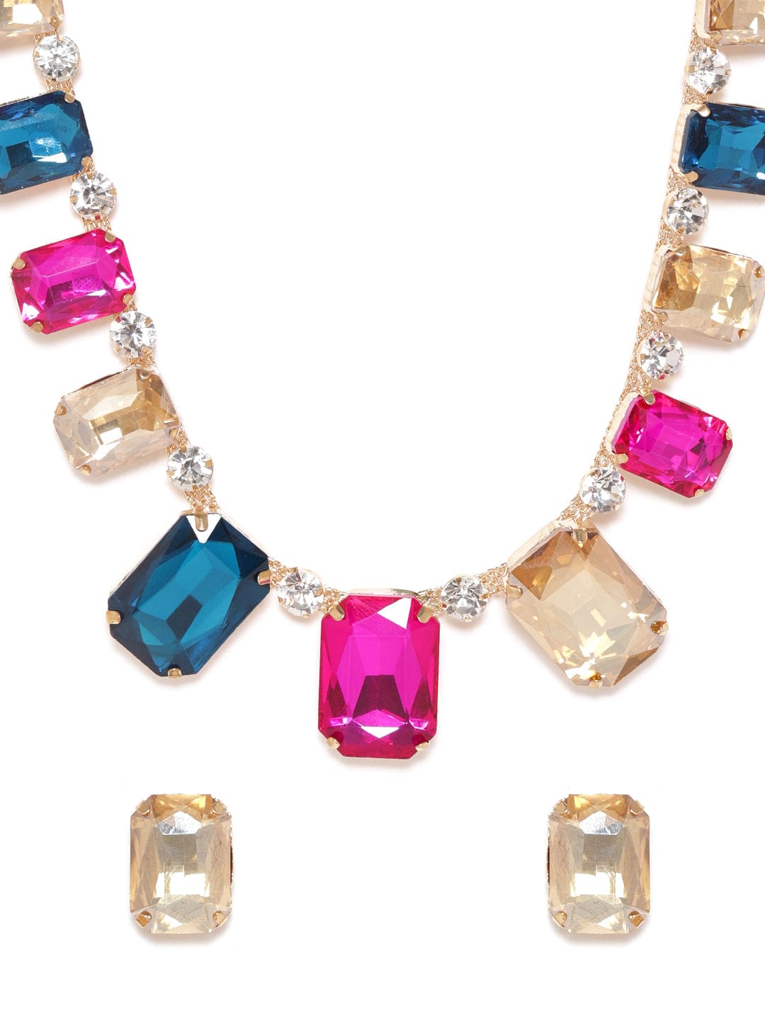 Multi Colored Crystal Chunky Necklace Set