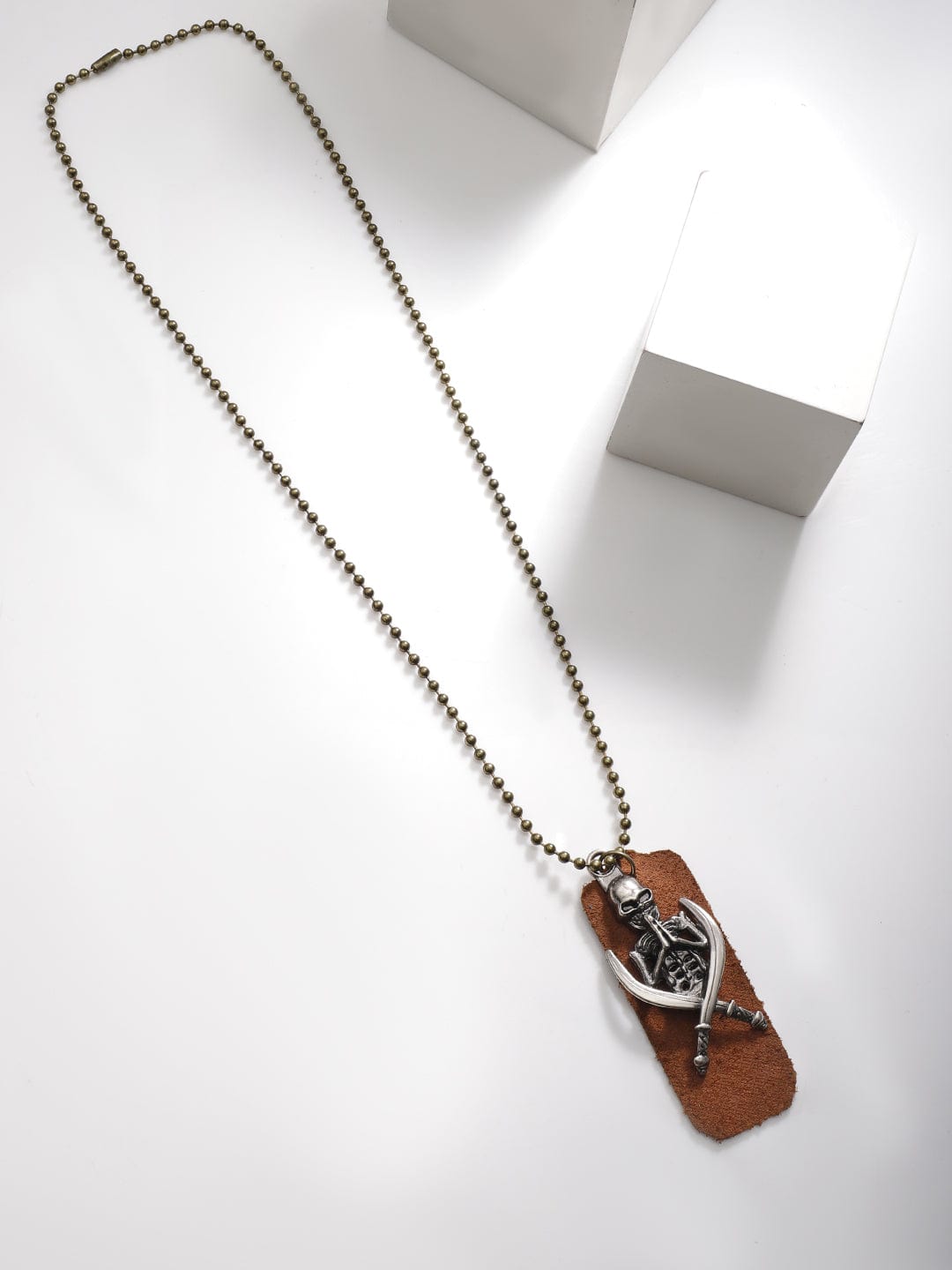 Wentra Voguish Men Brown Lather Animal Motif Pendant With Chains