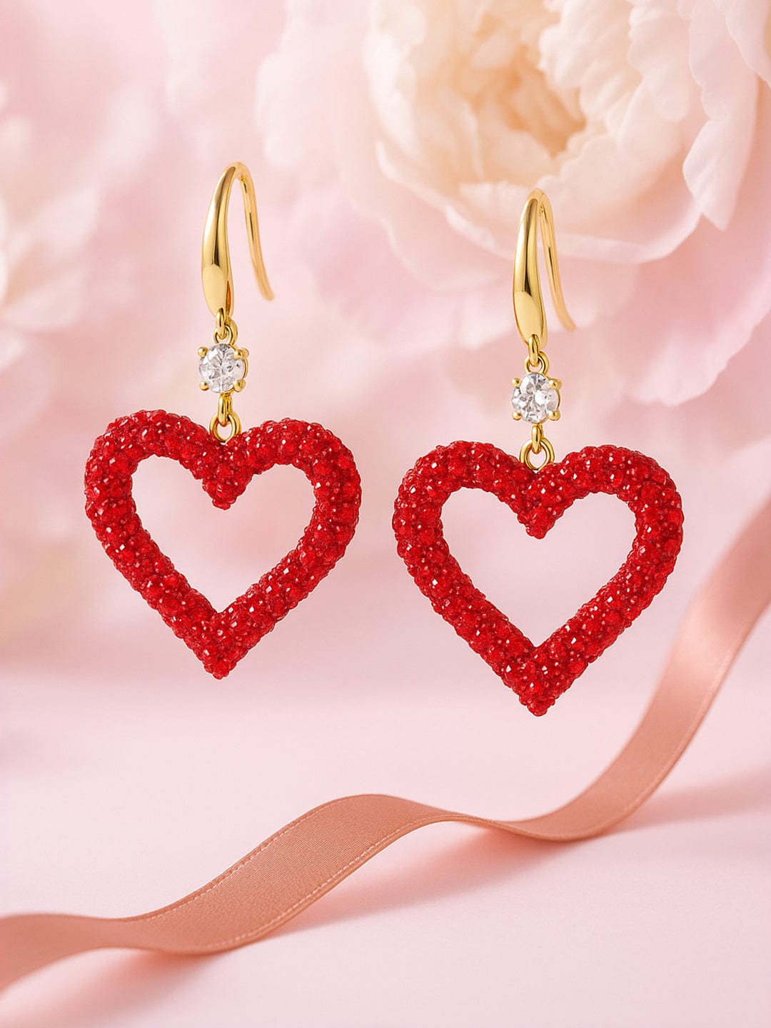 Red Love Crystal Drop Earrings