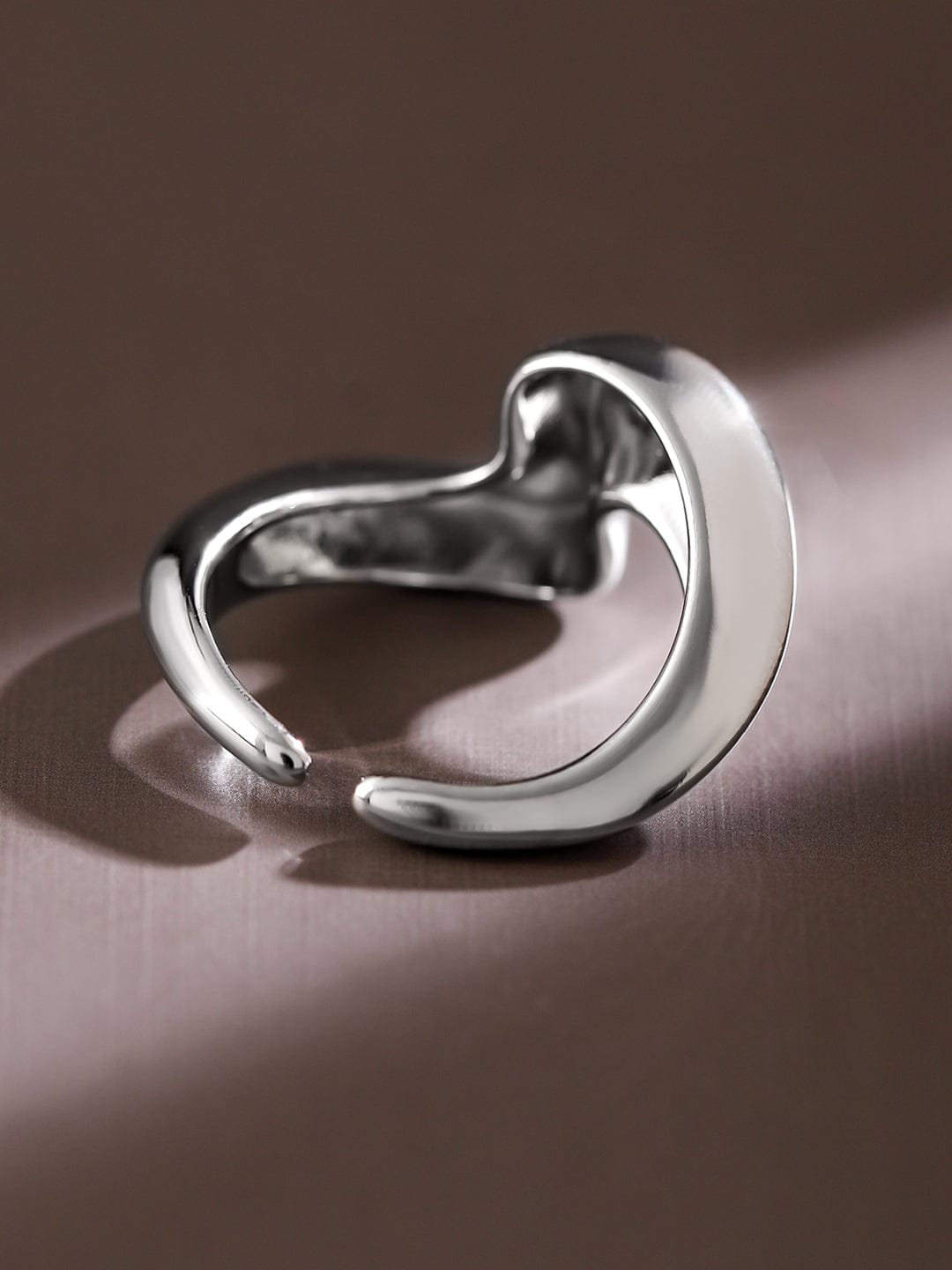 Wentra Voguish Rhodium-Plated Abstract Adjustable Ring