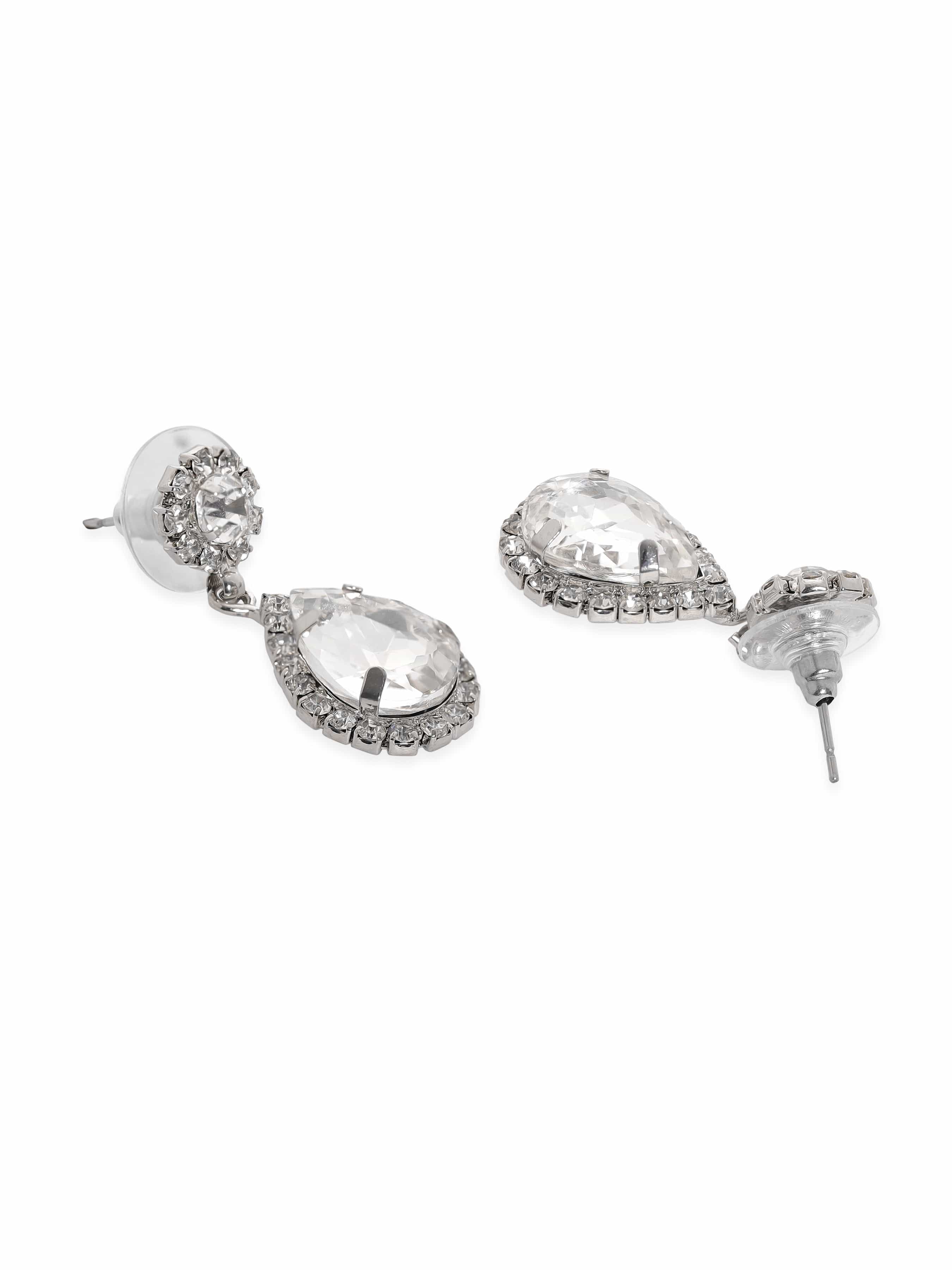 American Diamond Zirconia Studded Drop Necklace Set