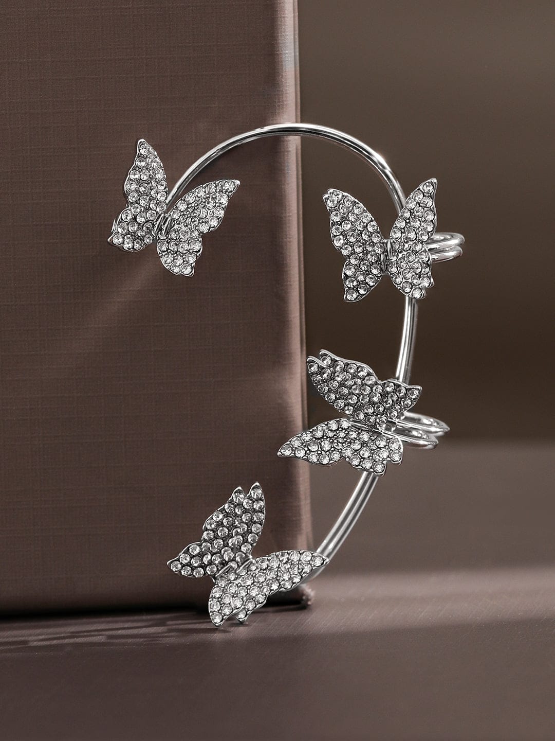 Evening Glow Crystal Butterfly Ear Cuff