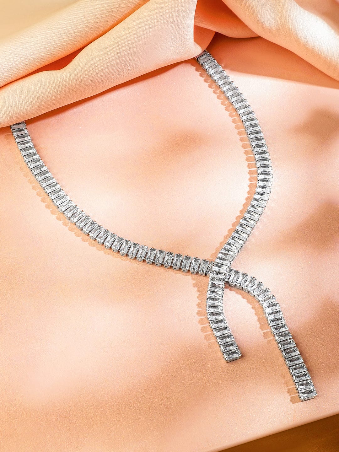 Refined Y Shaped Ad Studded Necklace