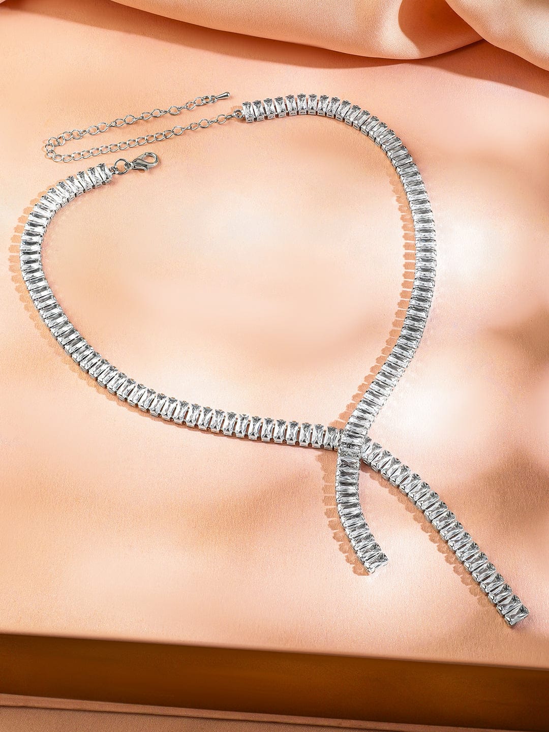 Refined Y Shaped Ad Studded Necklace