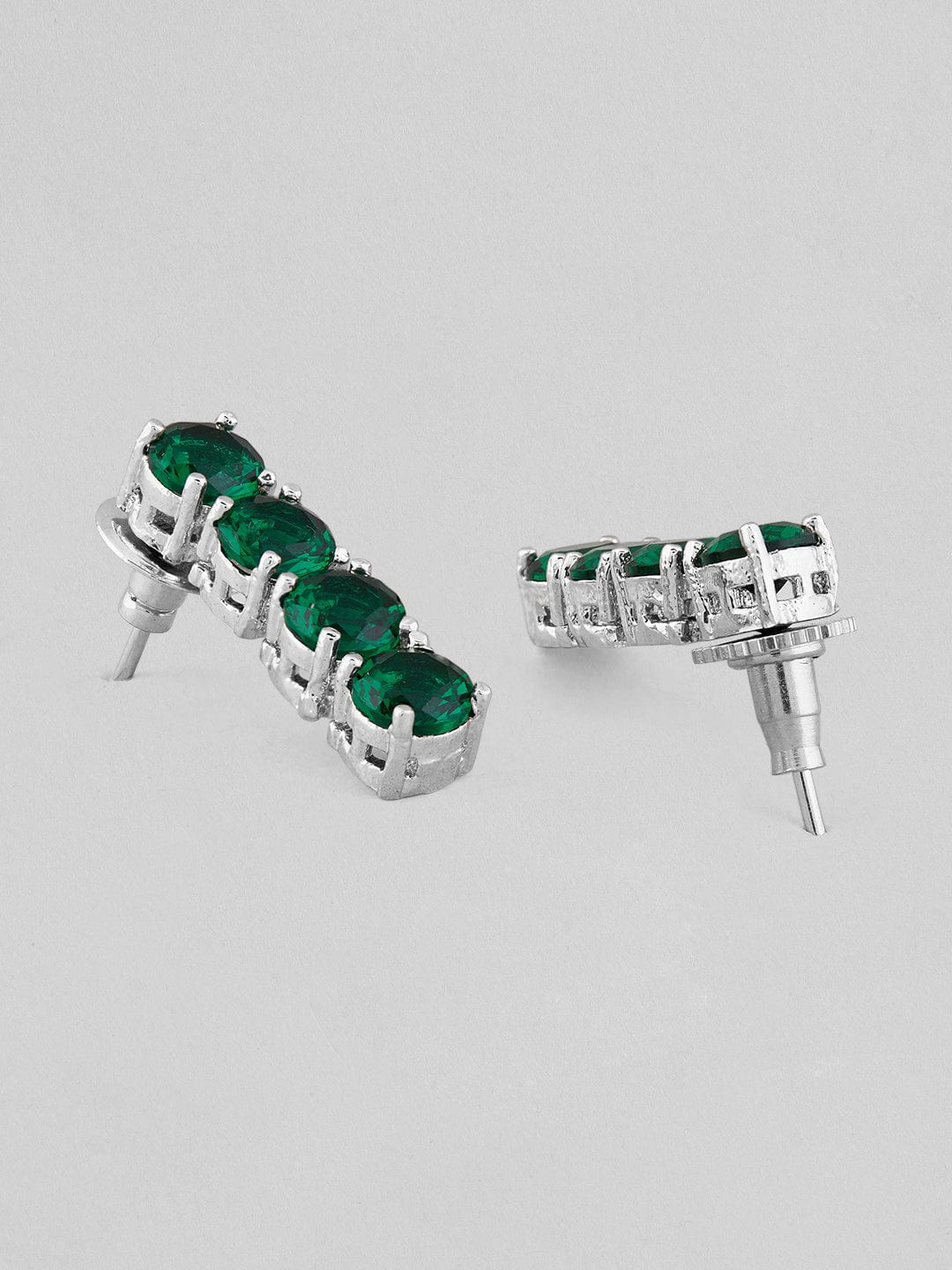 Silver Toned Green Necklace Set