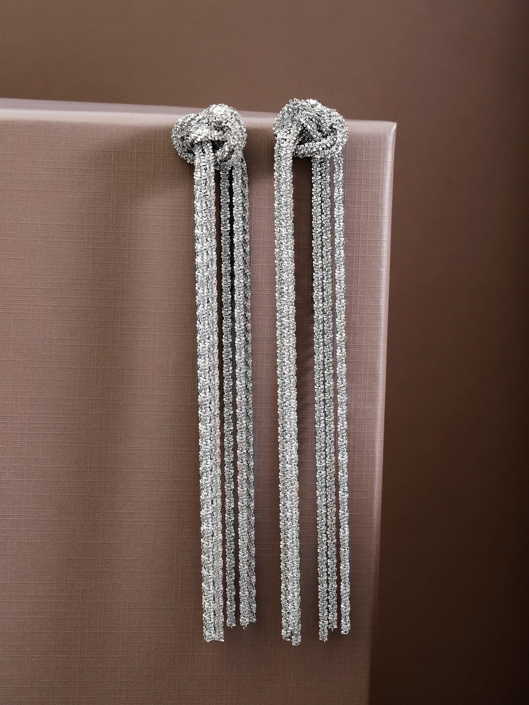 Midnight Sparkle Knotted Chain Dangle Earrings