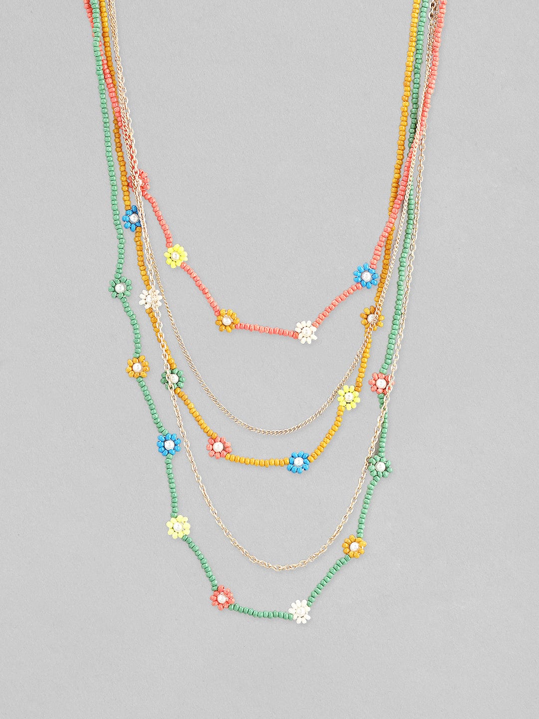 Wentra Voguish Women Blue Green Layered Necklace