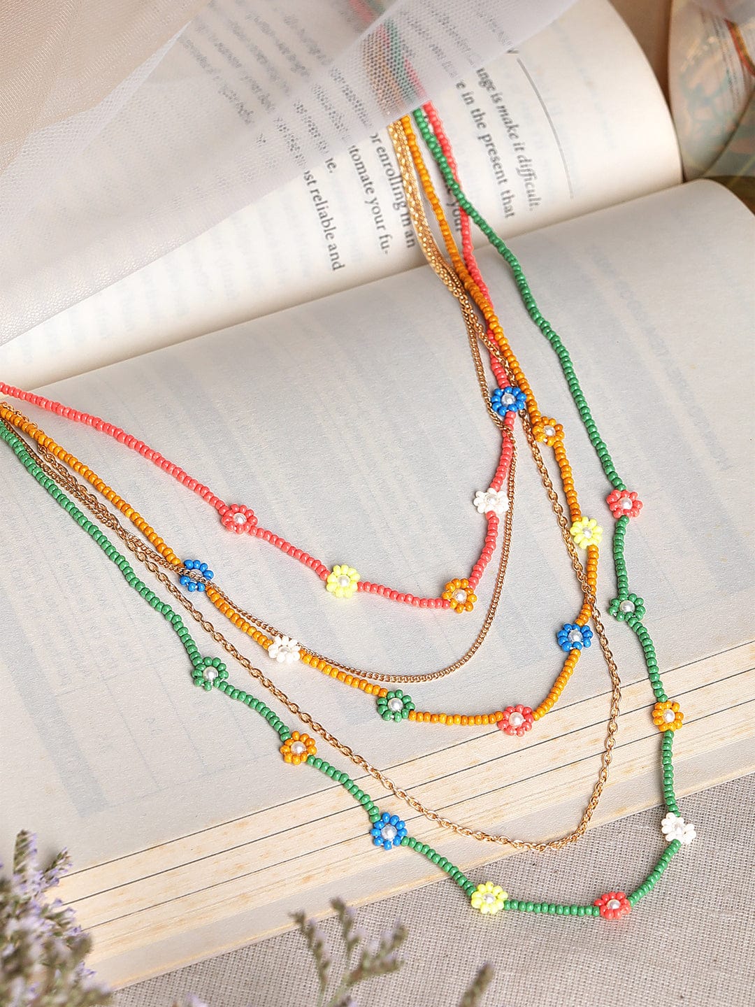 Wentra Voguish Women Blue Green Layered Necklace