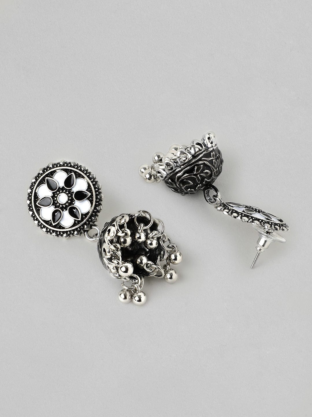 Mirror Studded Oxidised Jhumkas