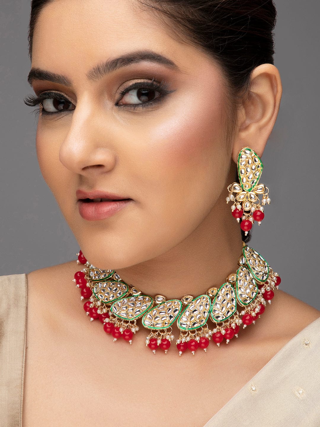 Red & Green Festive Necklace Set