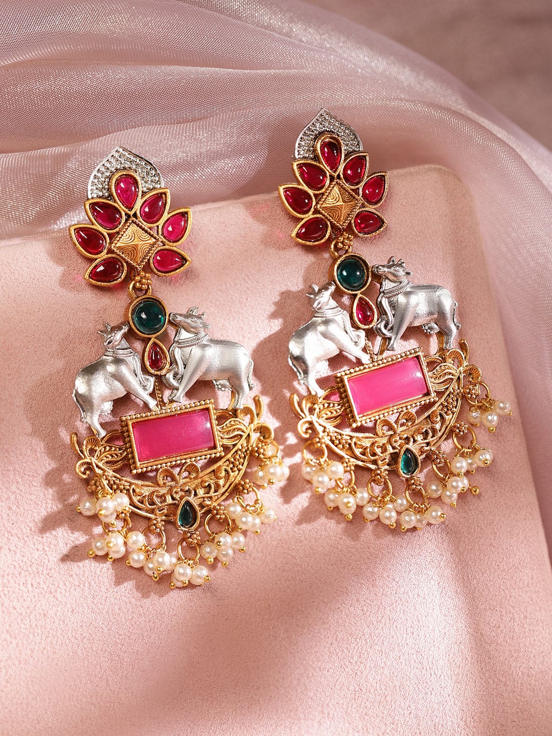 Cow Inspired Two Tone Danglers