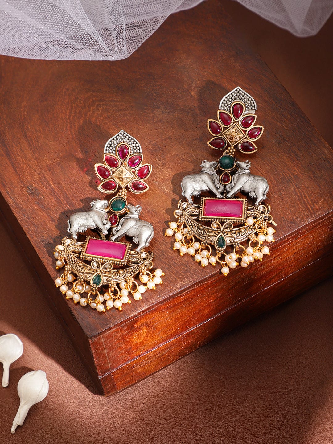 Cow Inspired Two Tone Danglers
