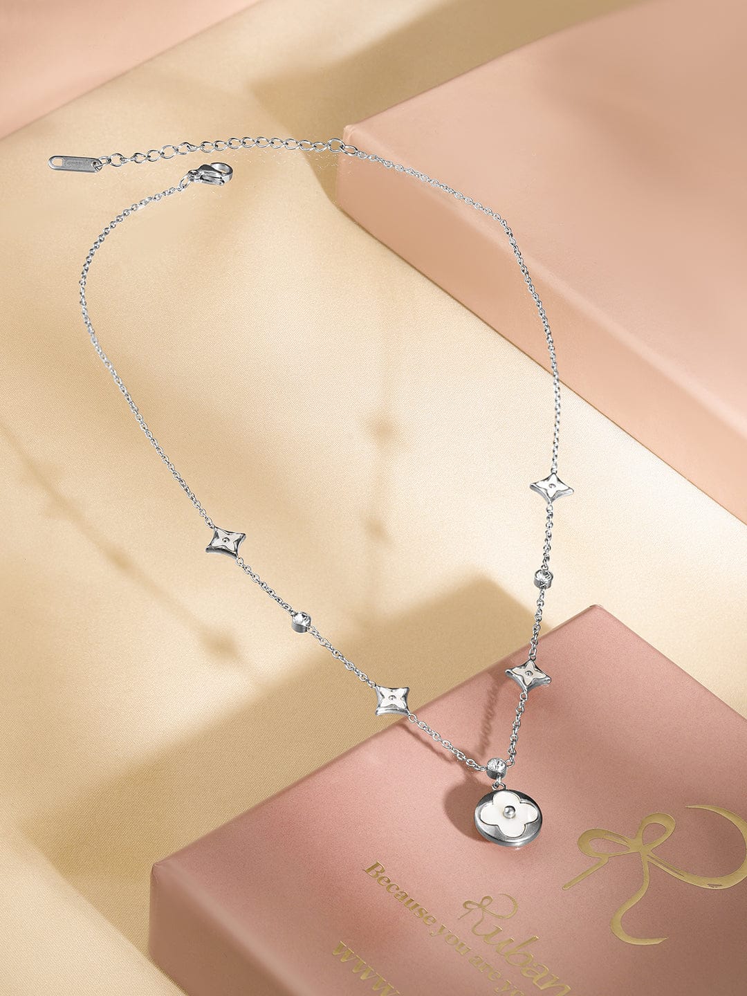 Subtle Floral Charms Chain Necklace