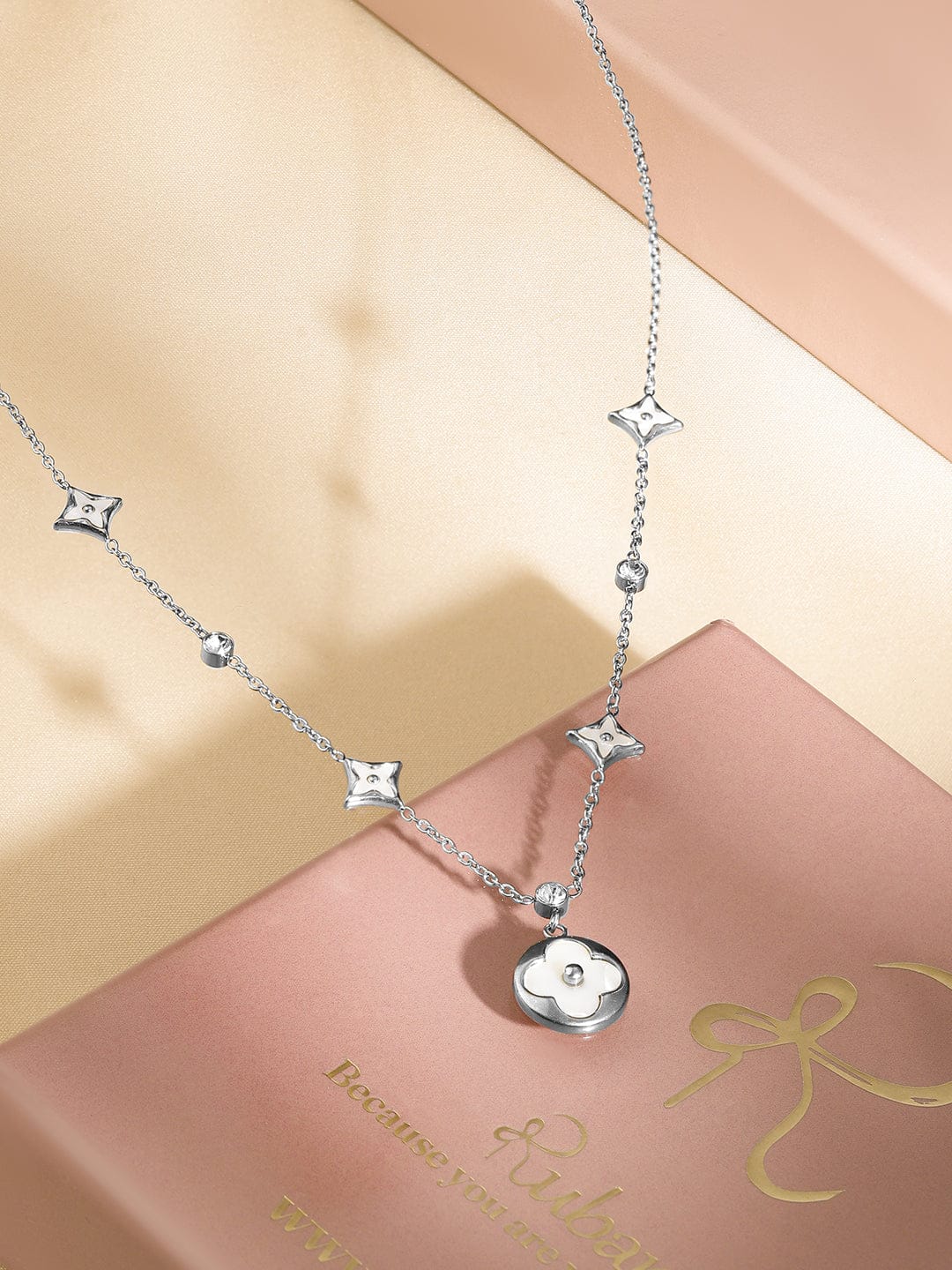 Subtle Floral Charms Chain Necklace