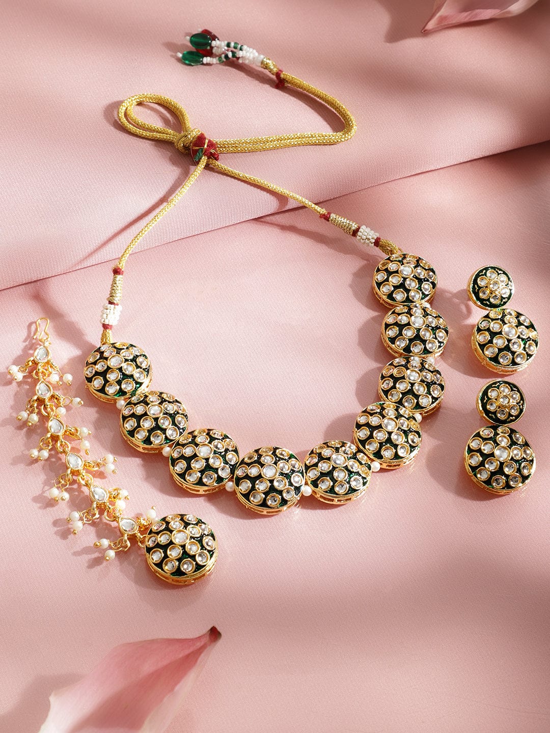 Urban Glow Kundan Green Choker Set