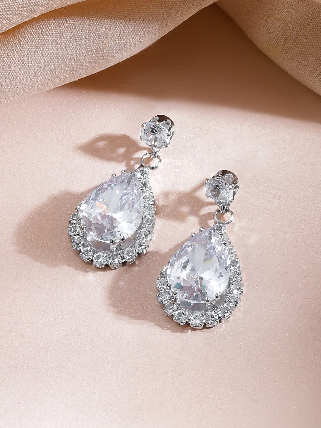 White Crystal Teardrop Necklace Set
